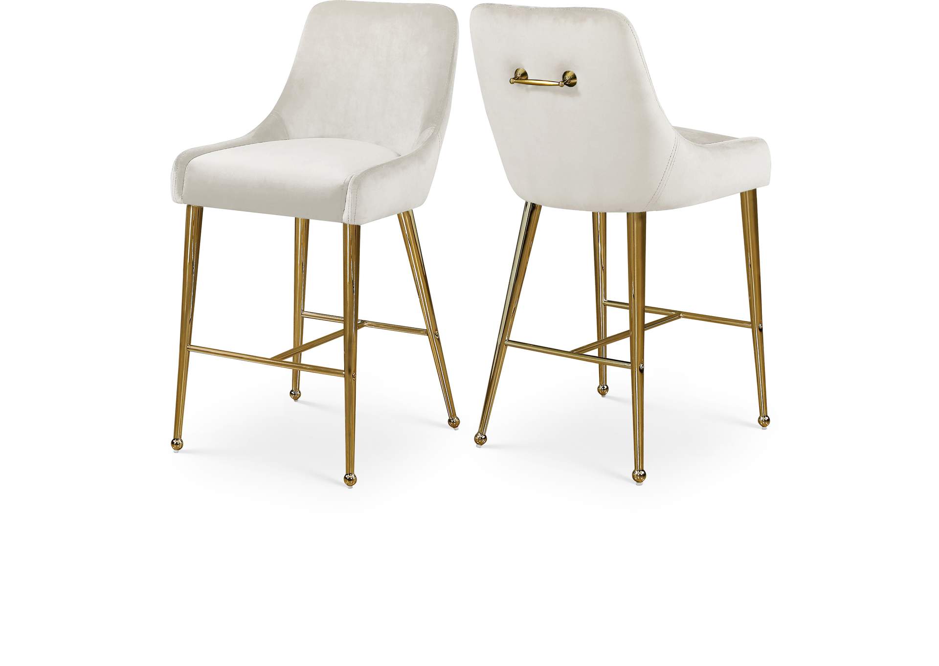 Owen Cream Velvet Stool Set of 2,Meridian Furniture