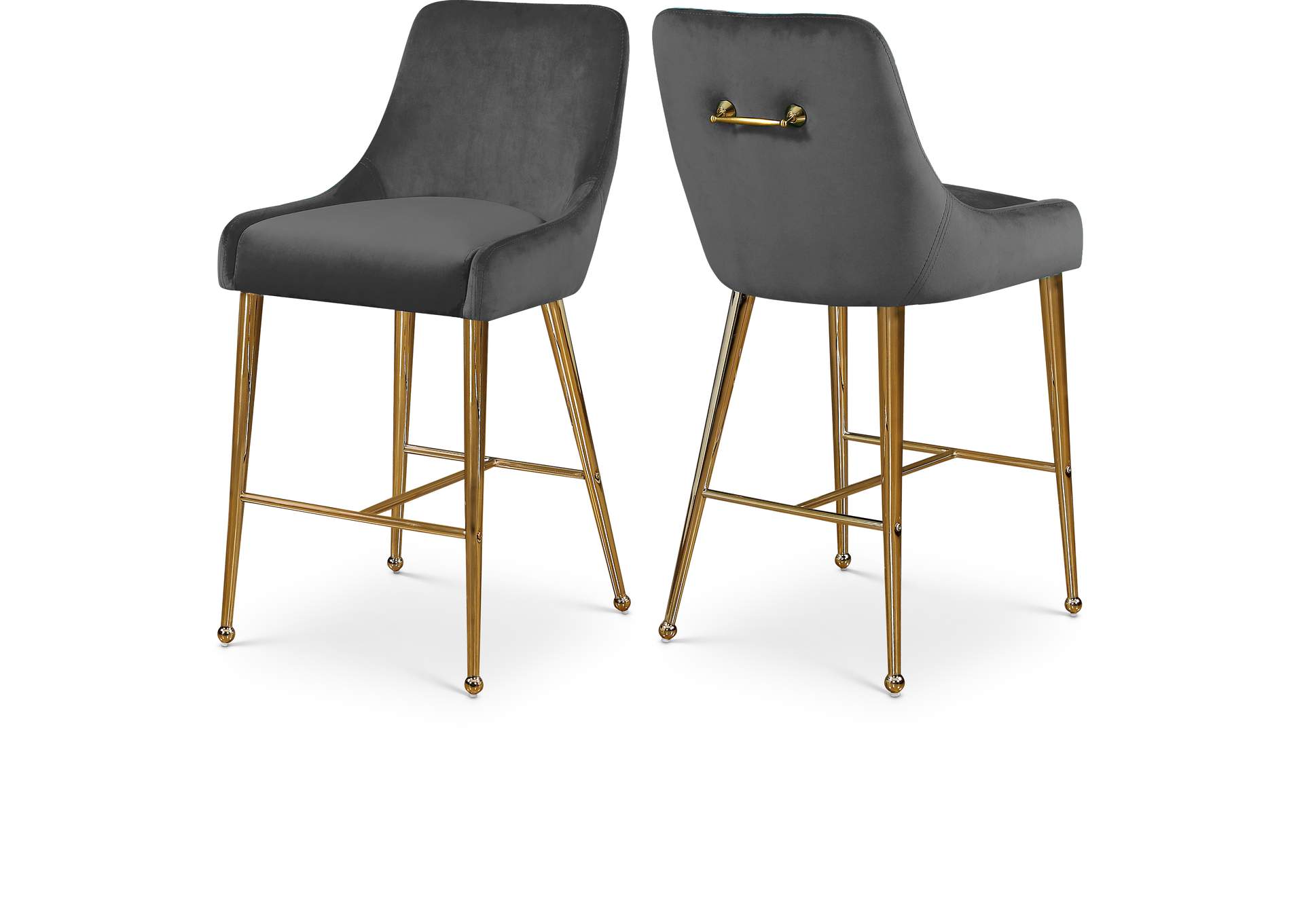 Owen Grey Velvet Stool Set of 2,Meridian Furniture