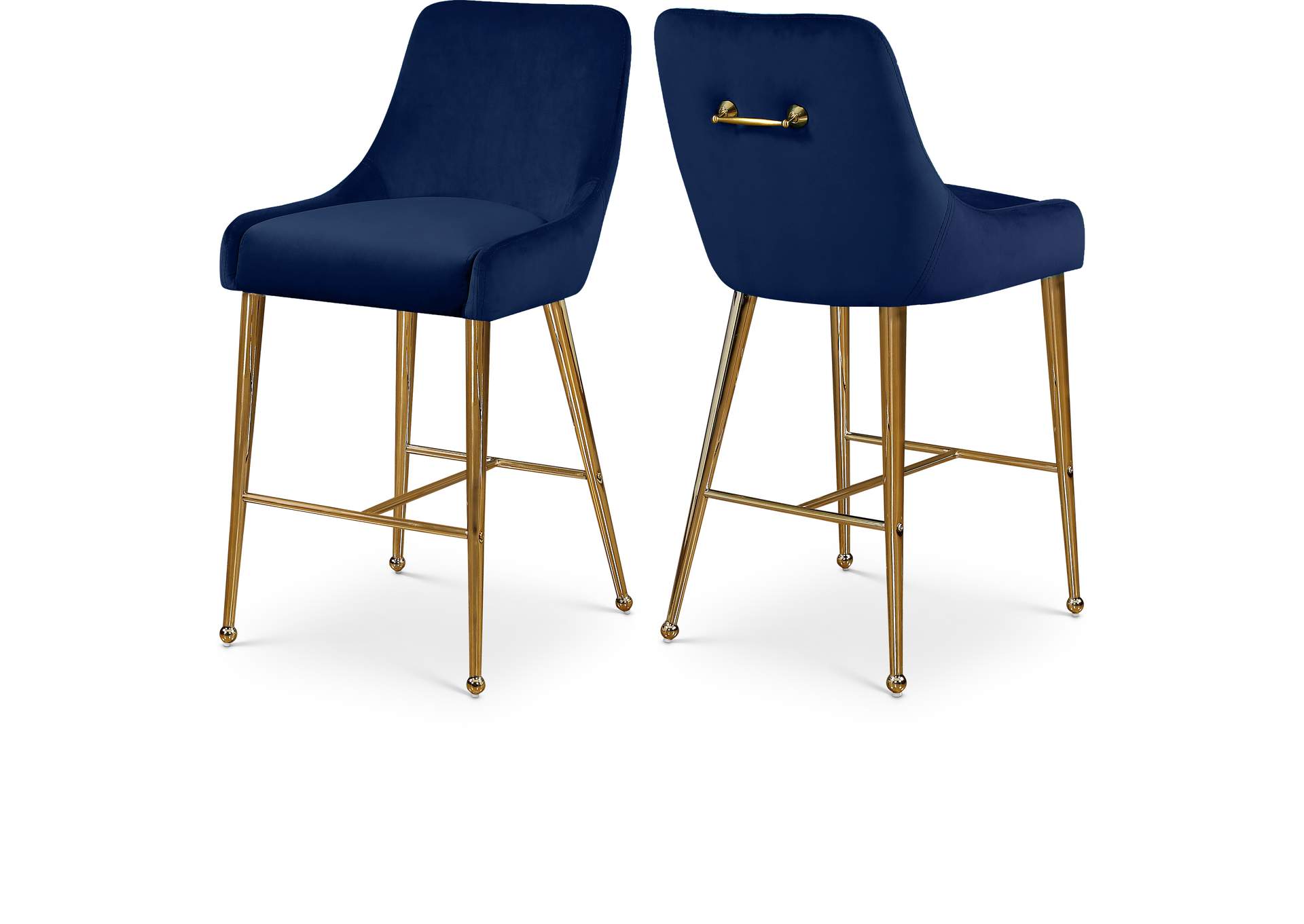 Owen Navy Velvet Stool Set of 2,Meridian Furniture