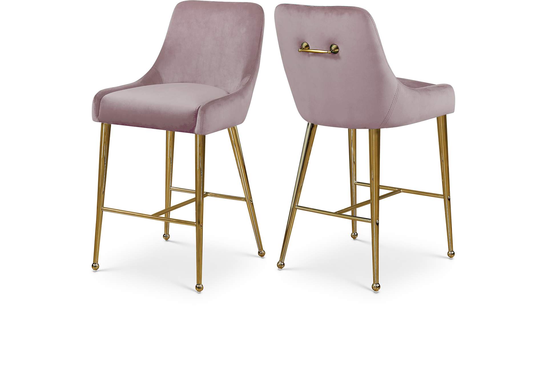 Owen Pink Velvet Stool Set of 2,Meridian Furniture