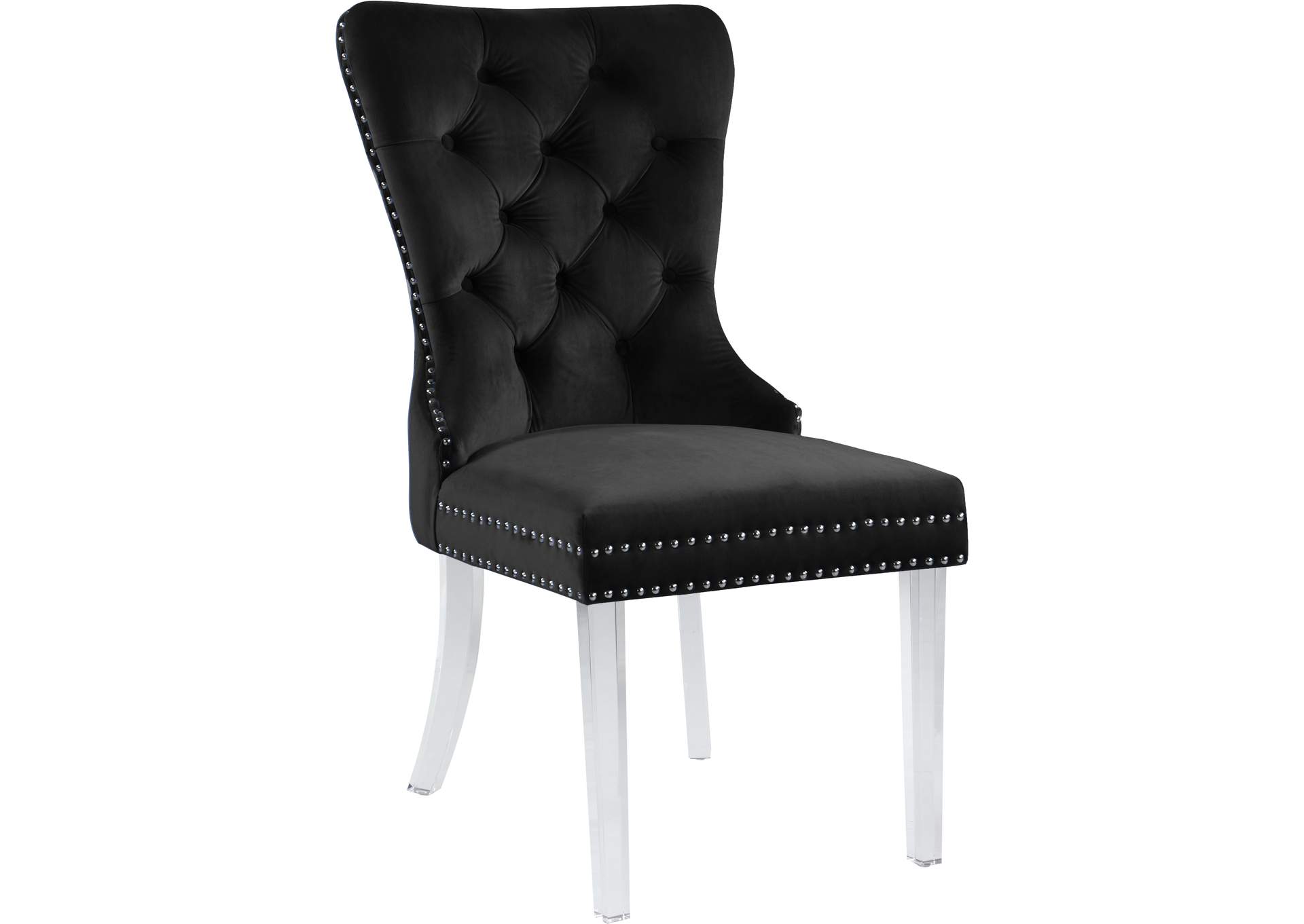 Miley Black Velvet Dining Chair Set of 2,Meridian Furniture