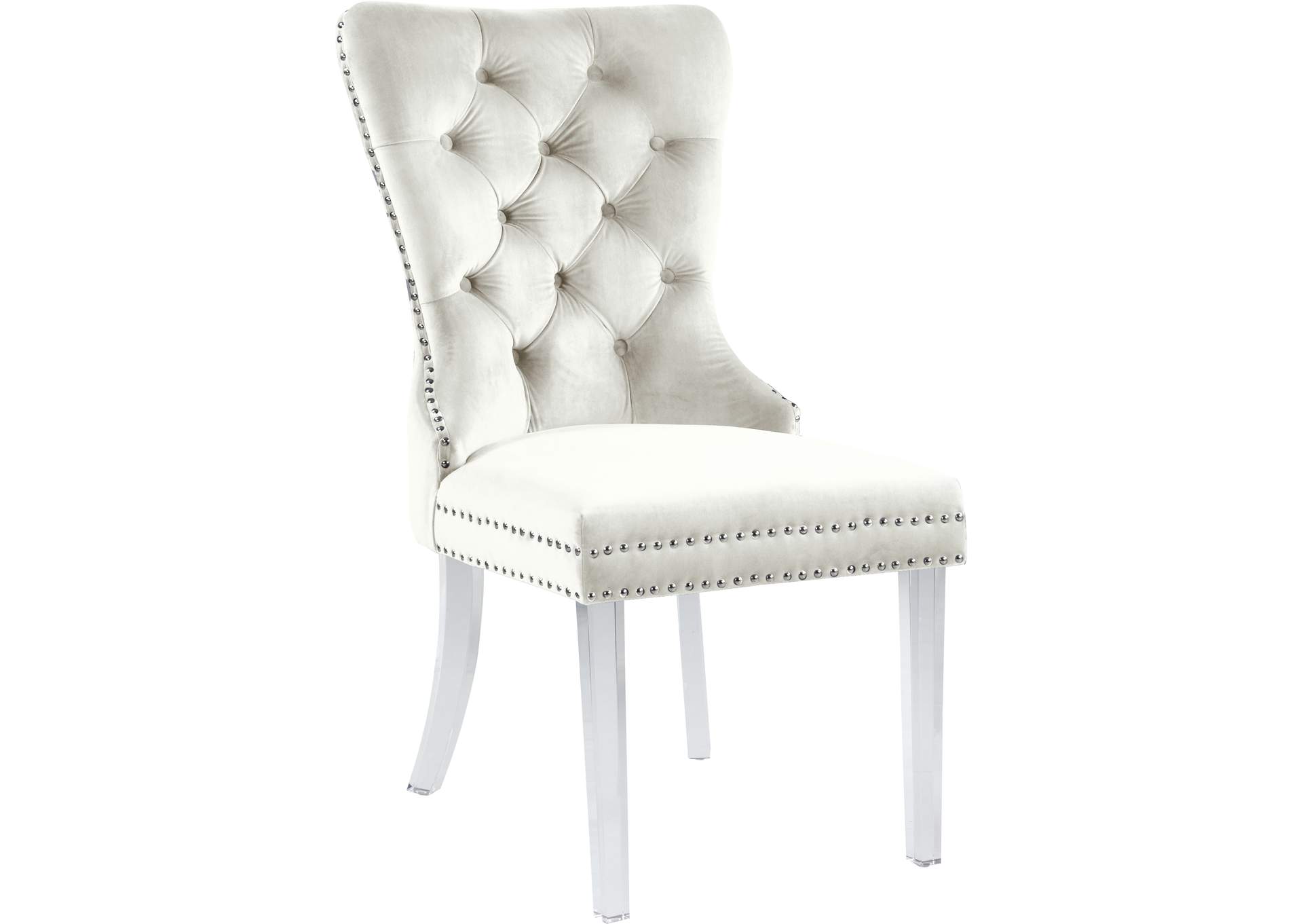 Miley Cream Velvet Dining Chair Set of 2,Meridian Furniture