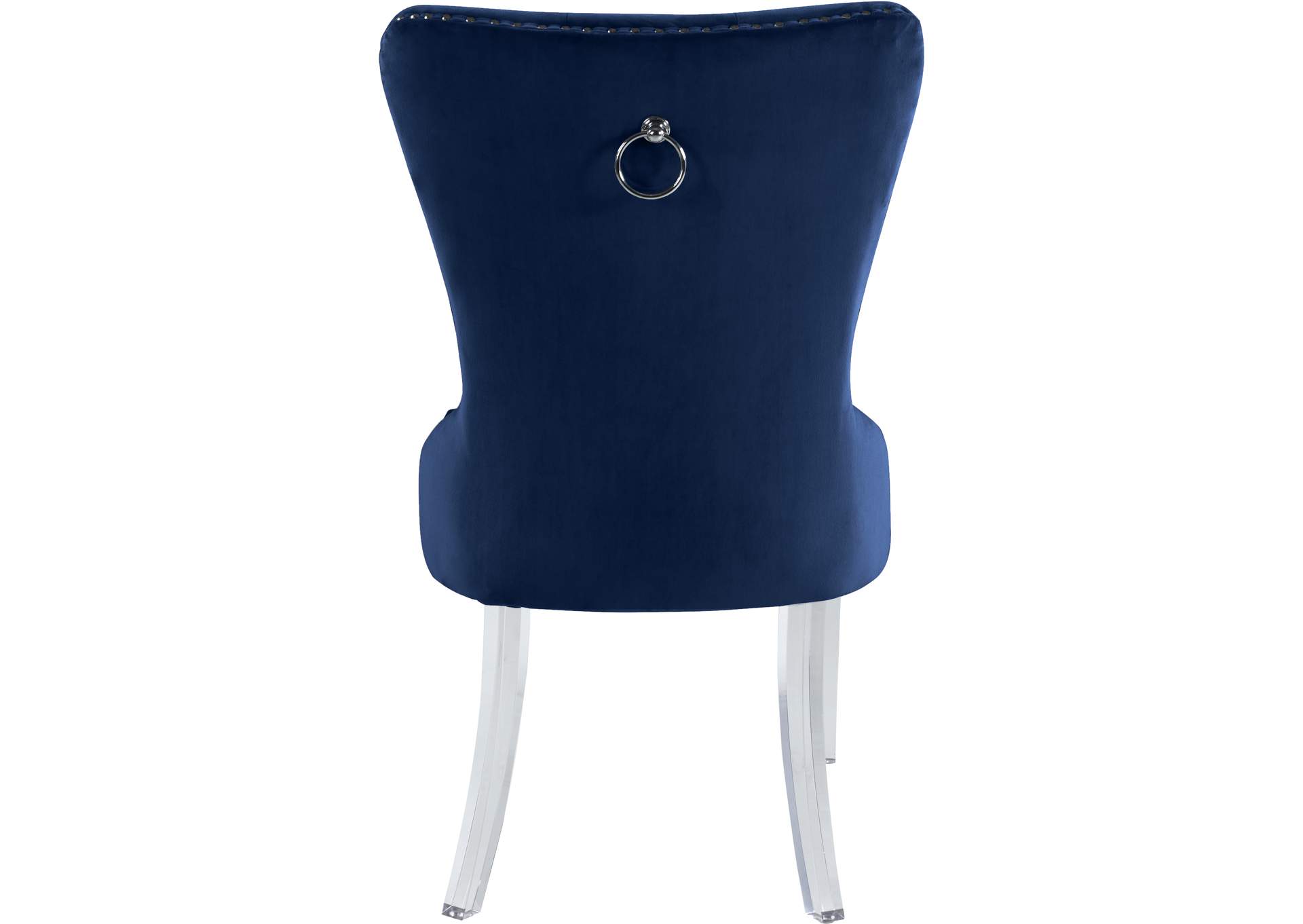 Miley Navy Velvet Dining Chair Set of 2,Meridian Furniture