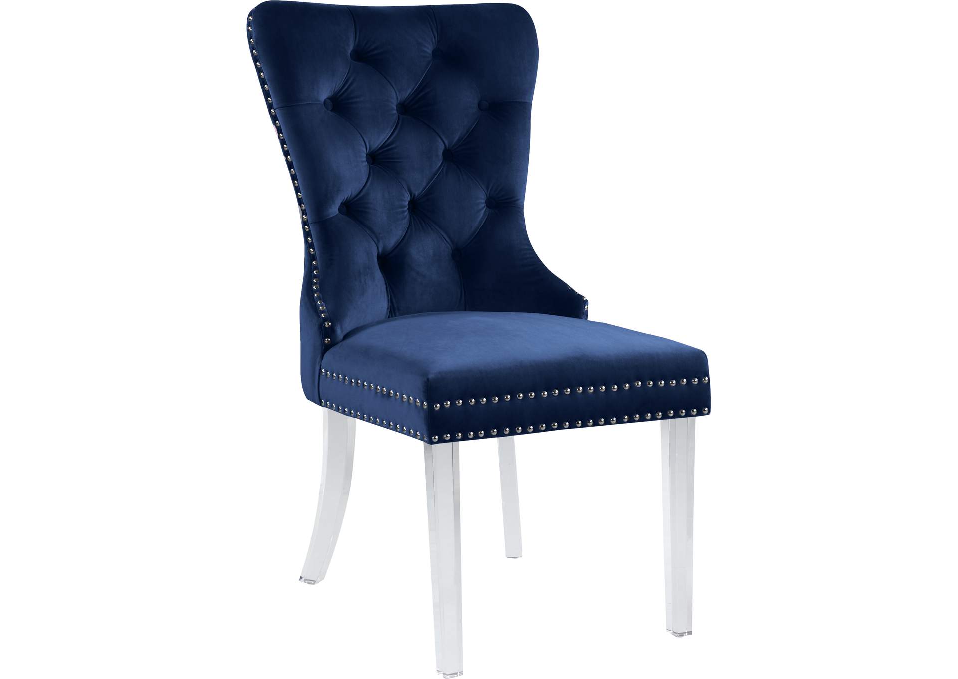 Miley Navy Velvet Dining Chair Set of 2,Meridian Furniture