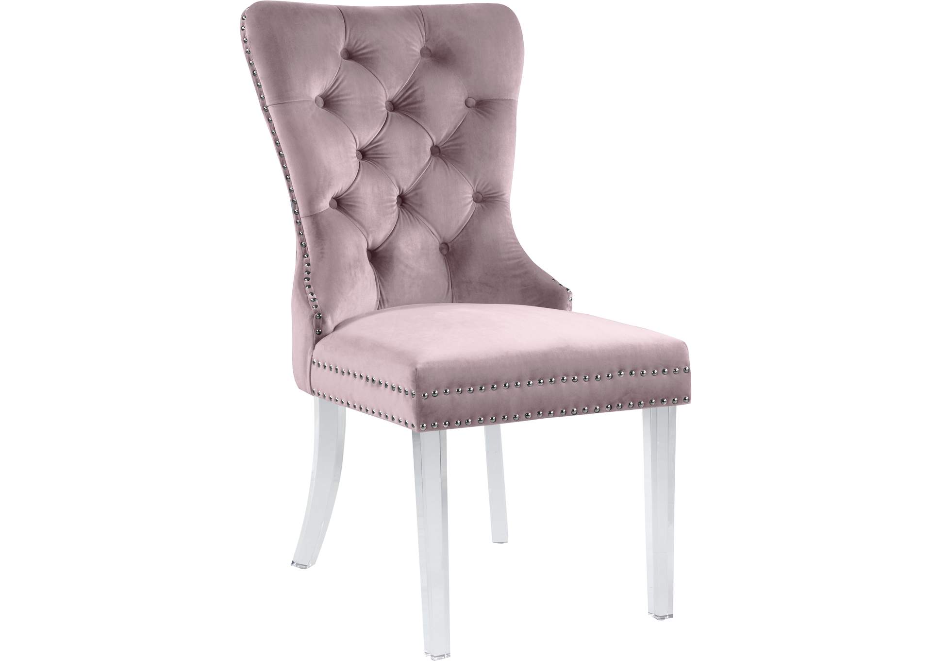 Miley Pink Velvet Dining Chair Set of 2,Meridian Furniture