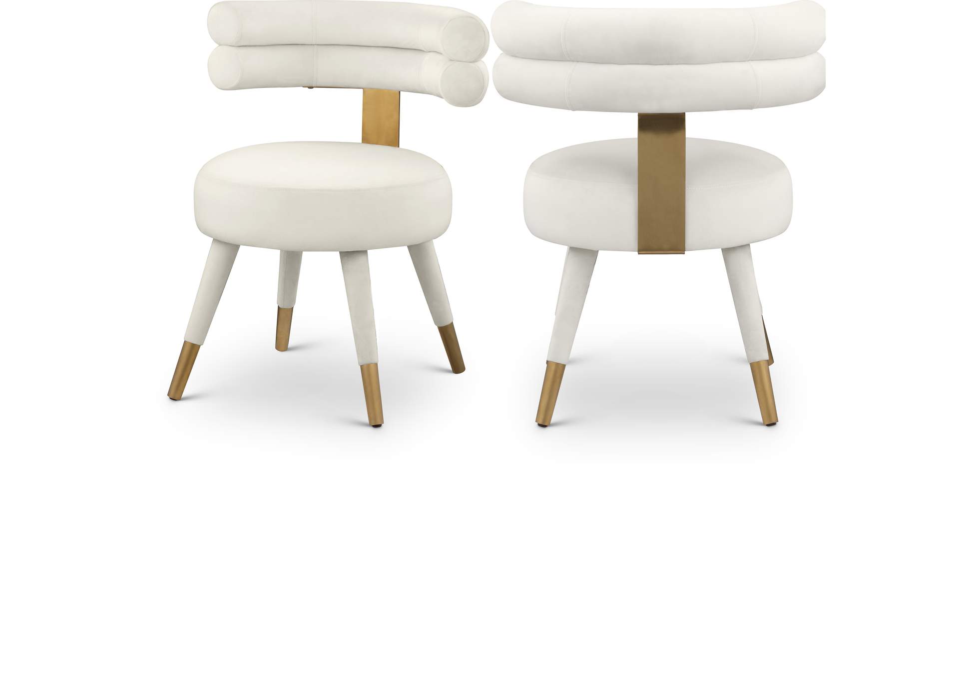 Fitzroy Cream Velvet Dining Chair Set of 2,Meridian Furniture