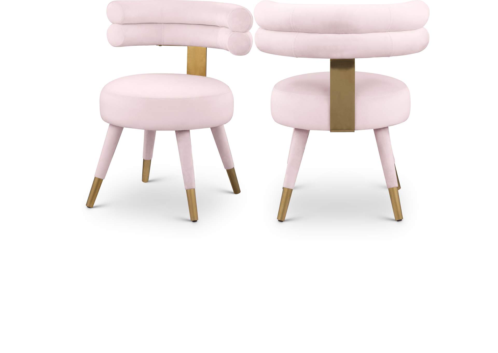 Fitzroy Pink Velvet Dining Chair Set of 2,Meridian Furniture