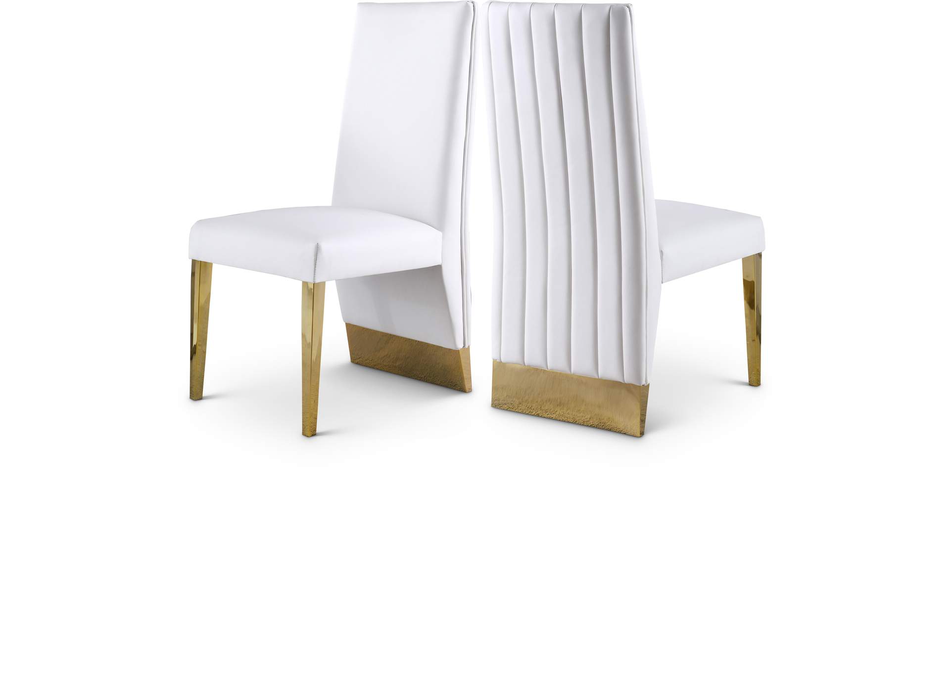 Porsha White Faux Leather Dining Chair Set of 2,Meridian Furniture