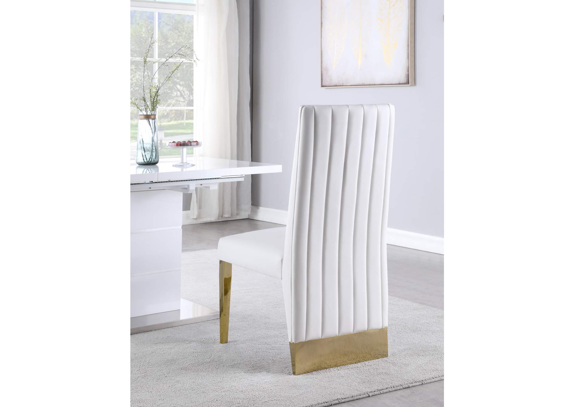 Porsha White Faux Leather Dining Chair Set of 2,Meridian Furniture