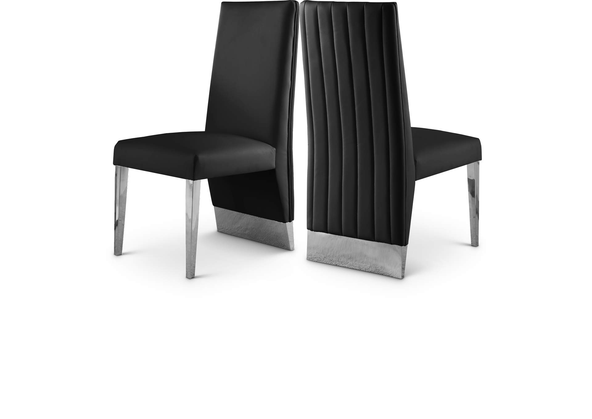 Porsha Black Faux Leather Dining Chair Set of 2,Meridian Furniture