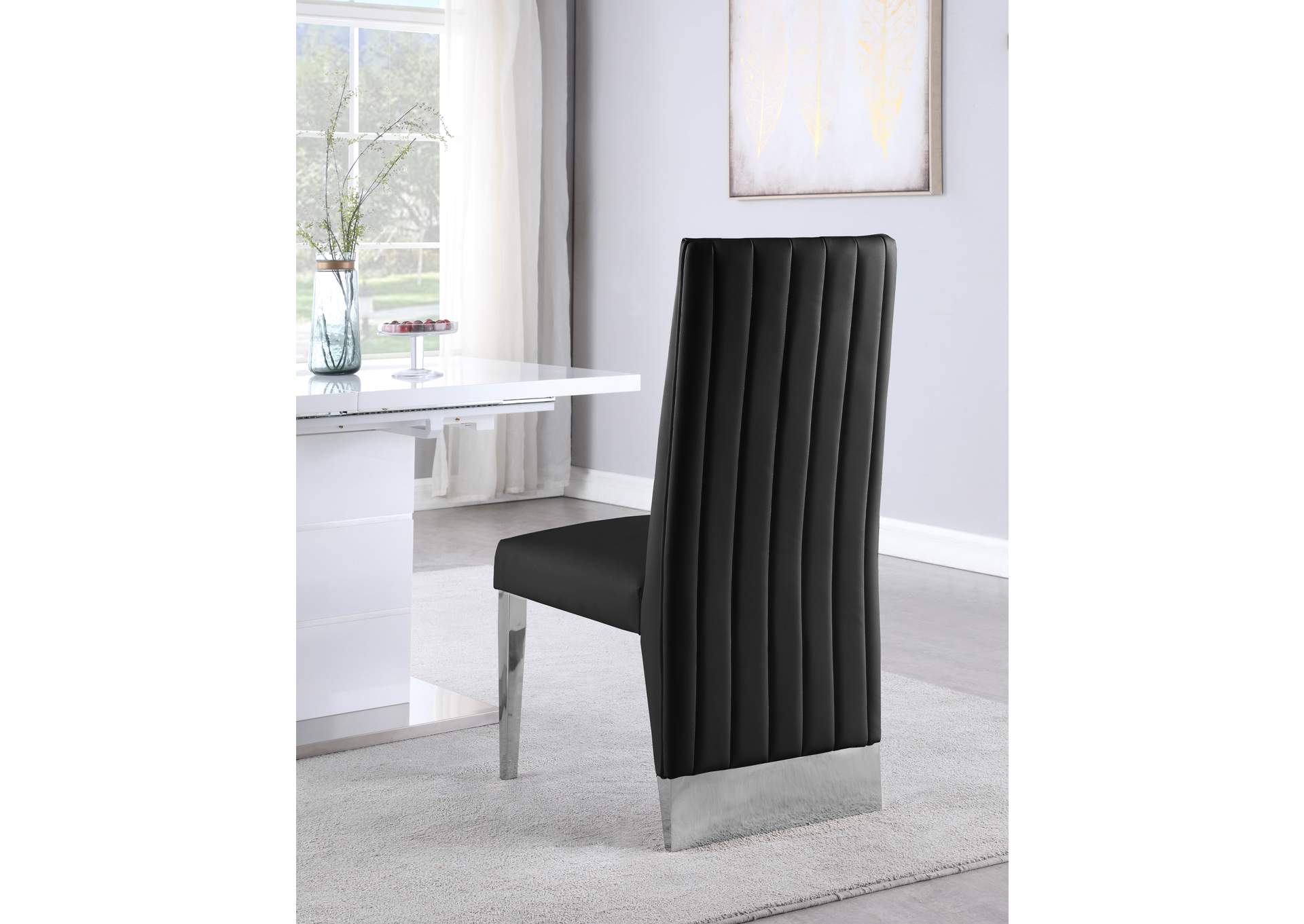 Porsha Black Faux Leather Dining Chair Set of 2,Meridian Furniture