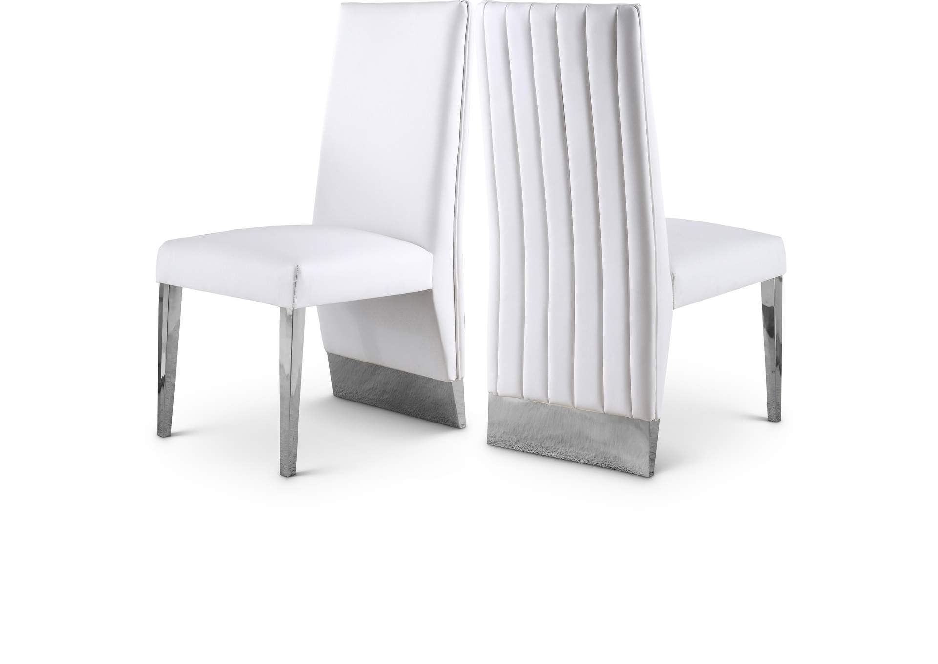 Porsha White Faux Leather Dining Chair Set of 2,Meridian Furniture