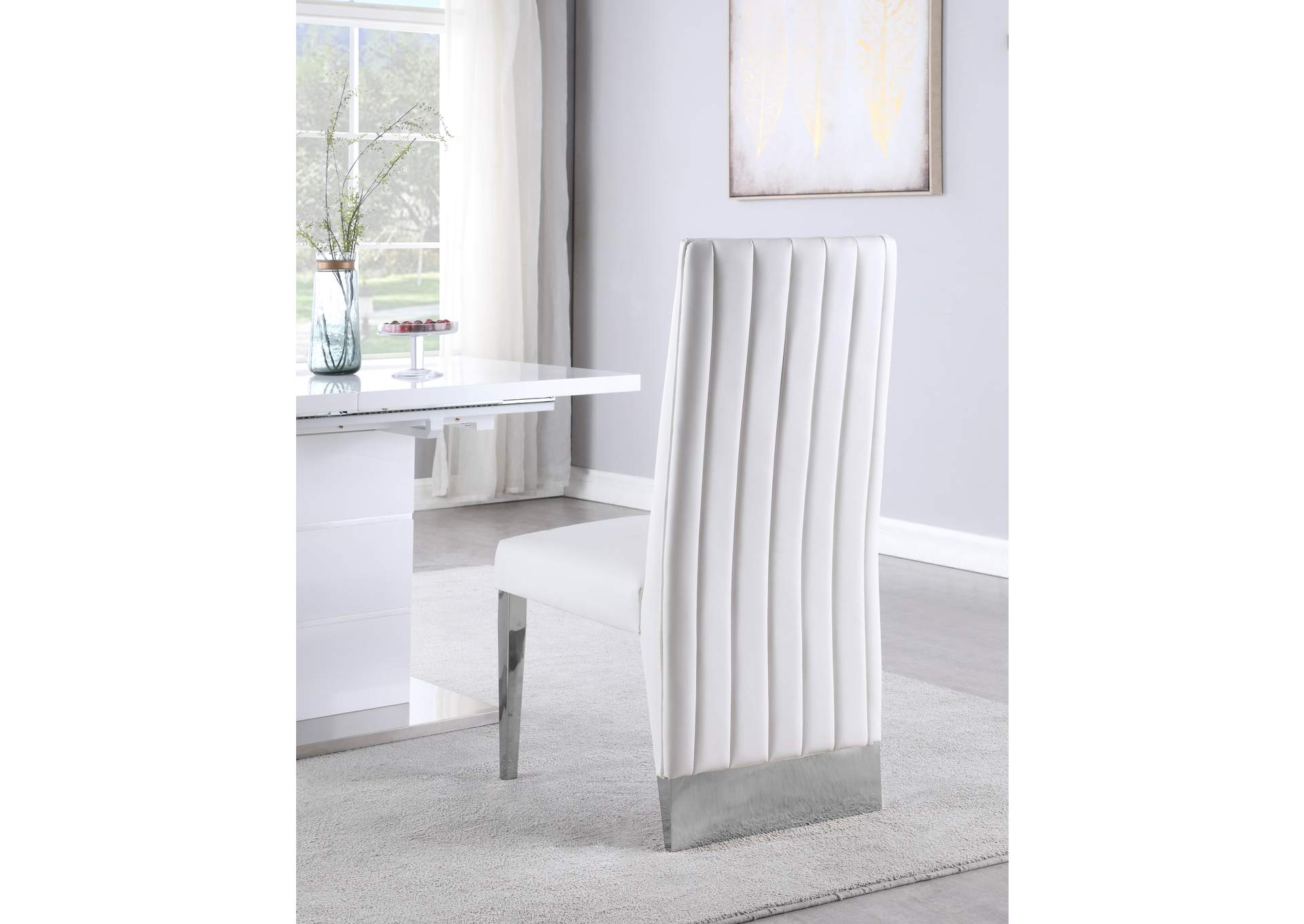 Porsha White Faux Leather Dining Chair Set of 2,Meridian Furniture