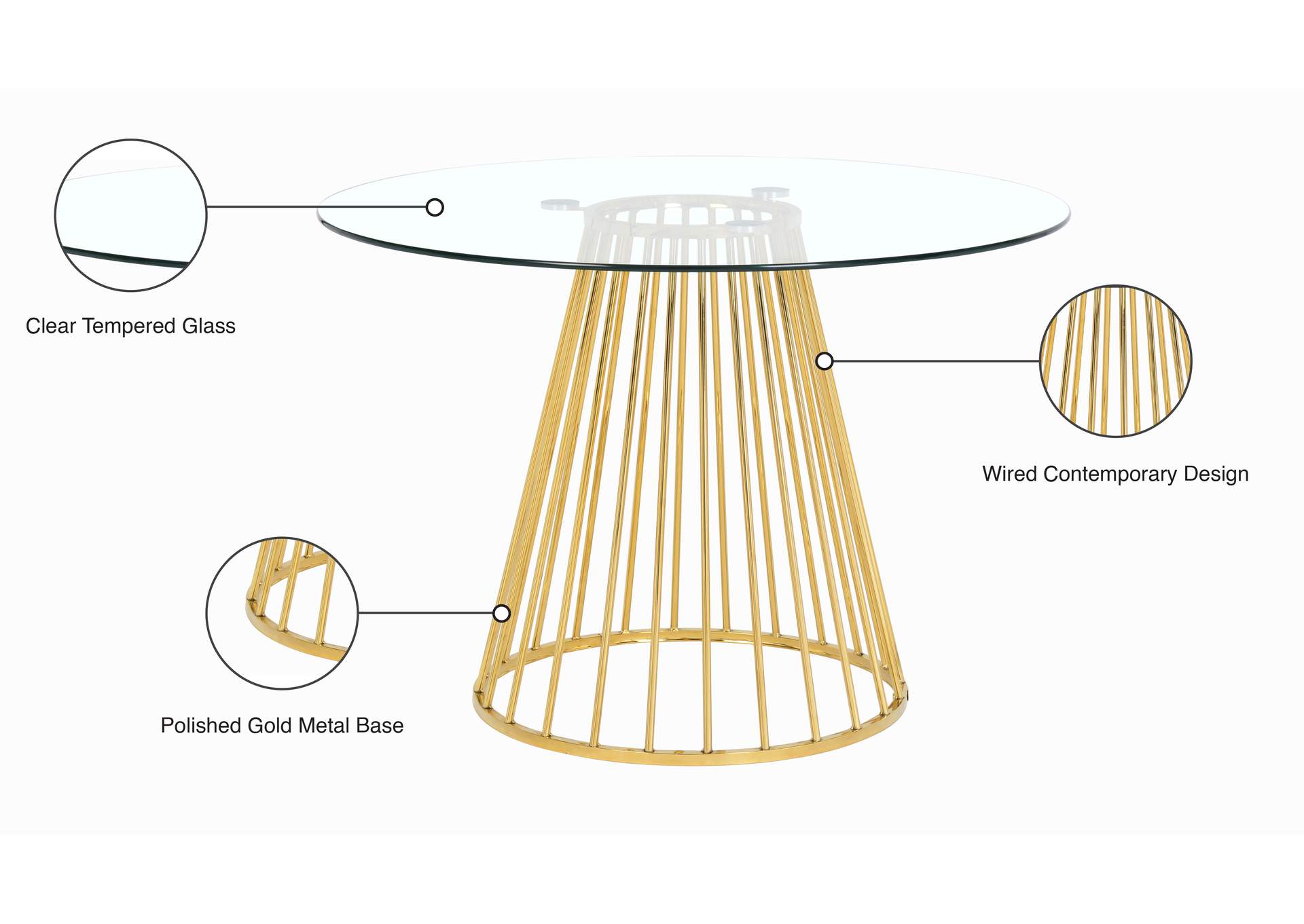 Gio Gold Dining Table,Meridian Furniture