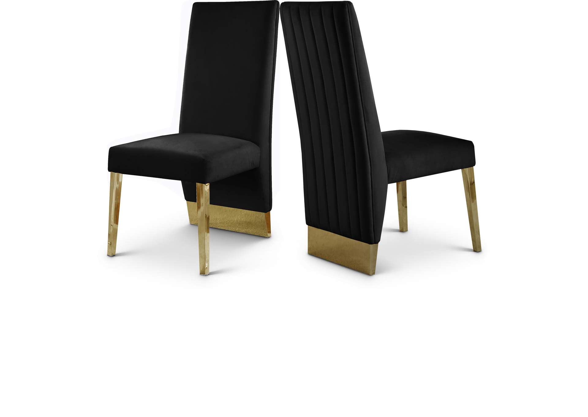 Porsha Black Velvet Dining Chair Set of 2,Meridian Furniture