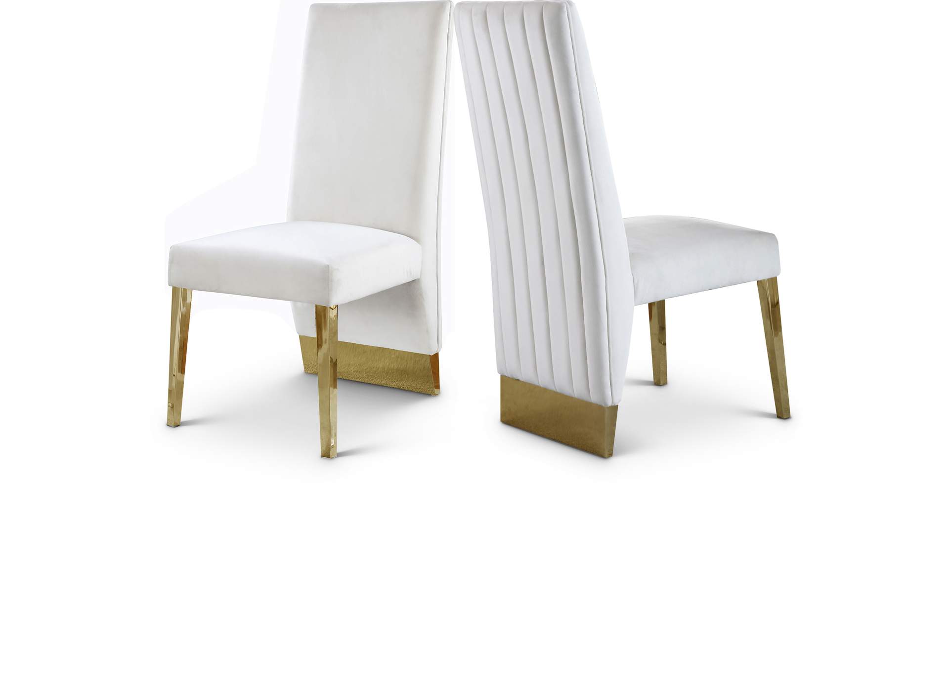 Porsha Cream Velvet Dining Chair Set of 2,Meridian Furniture