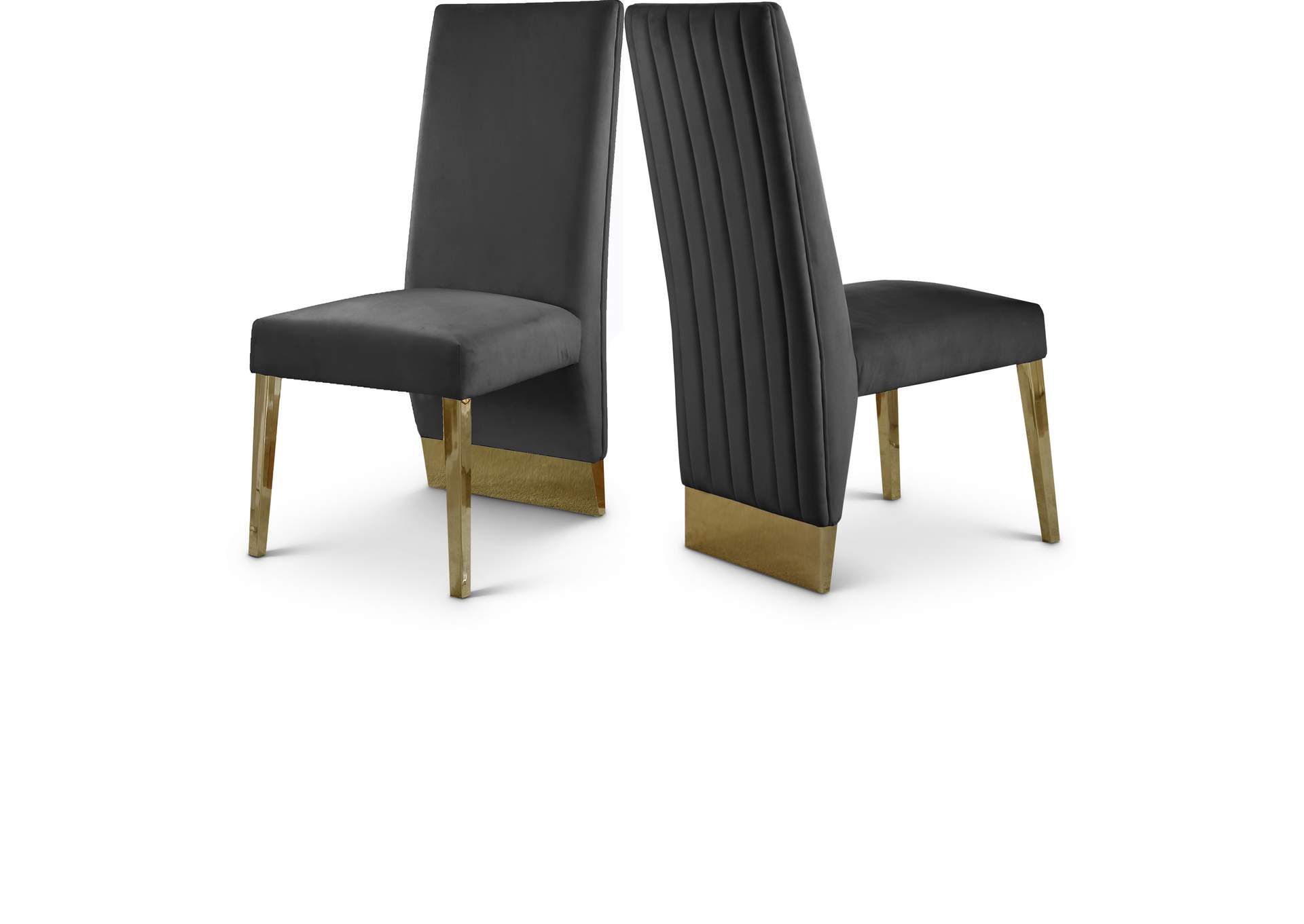 Porsha Grey Velvet Dining Chair Set of 2,Meridian Furniture