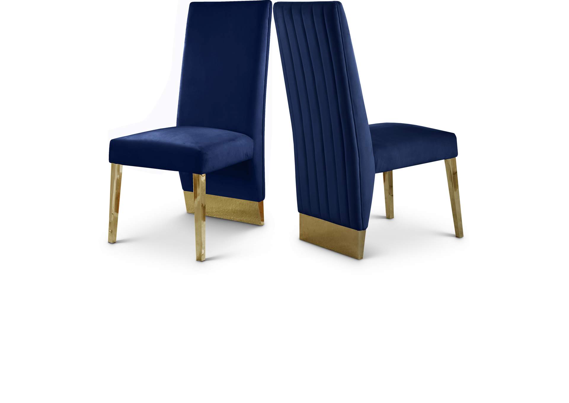 Porsha Navy Velvet Dining Chair Set of 2,Meridian Furniture