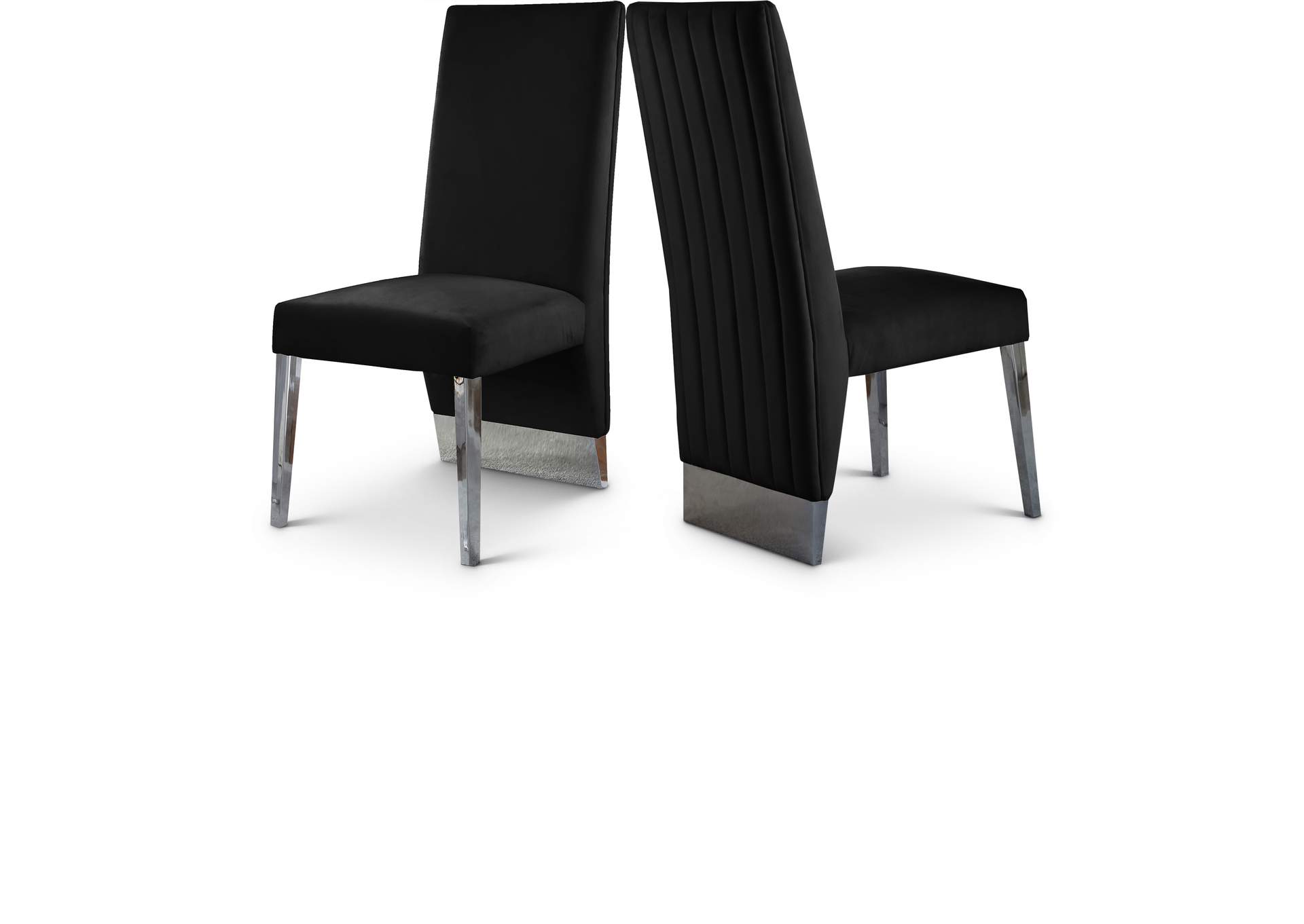 Porsha Black Velvet Dining Chair Set of 2,Meridian Furniture