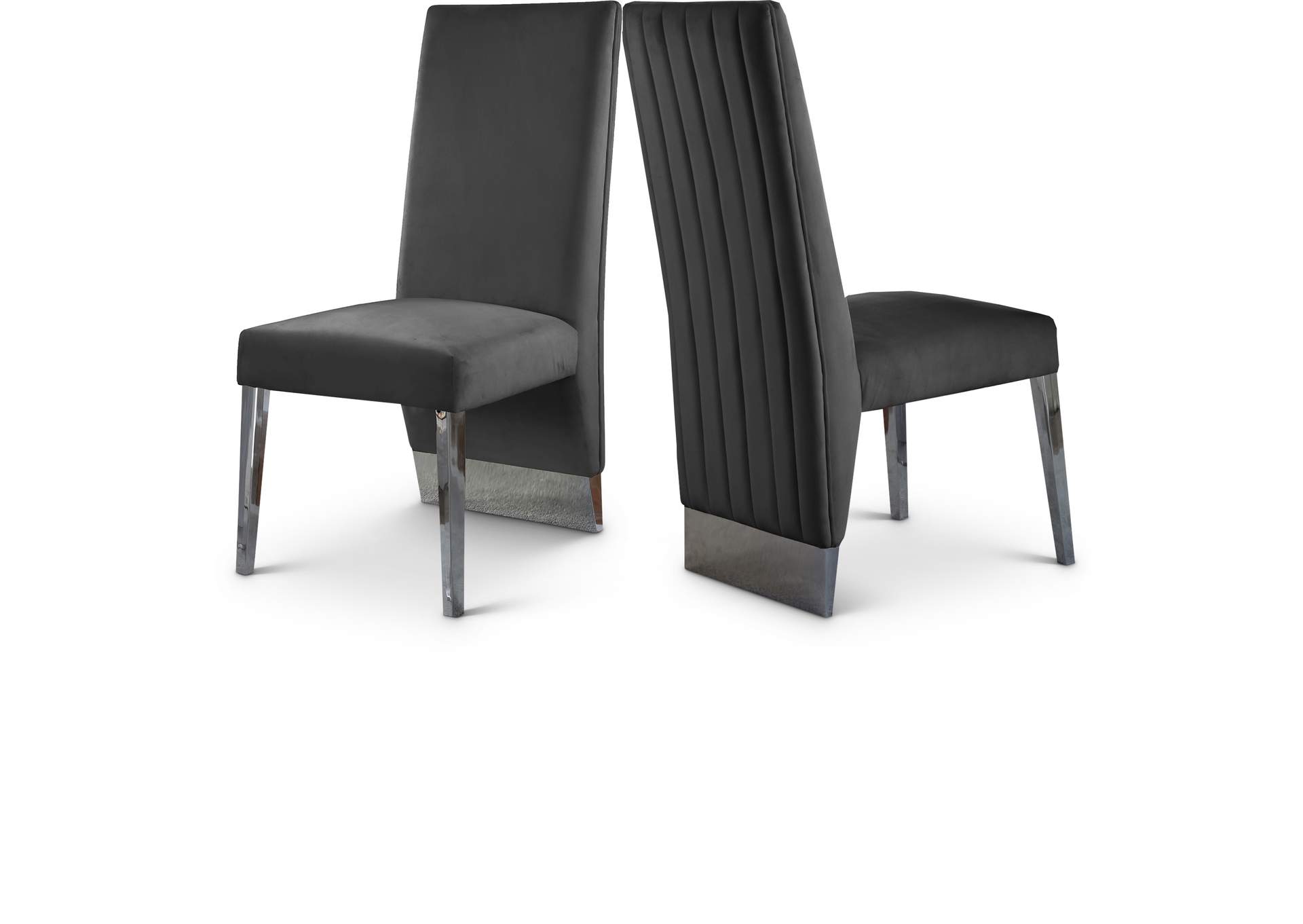 Porsha Grey Velvet Dining Chair Set of 2,Meridian Furniture