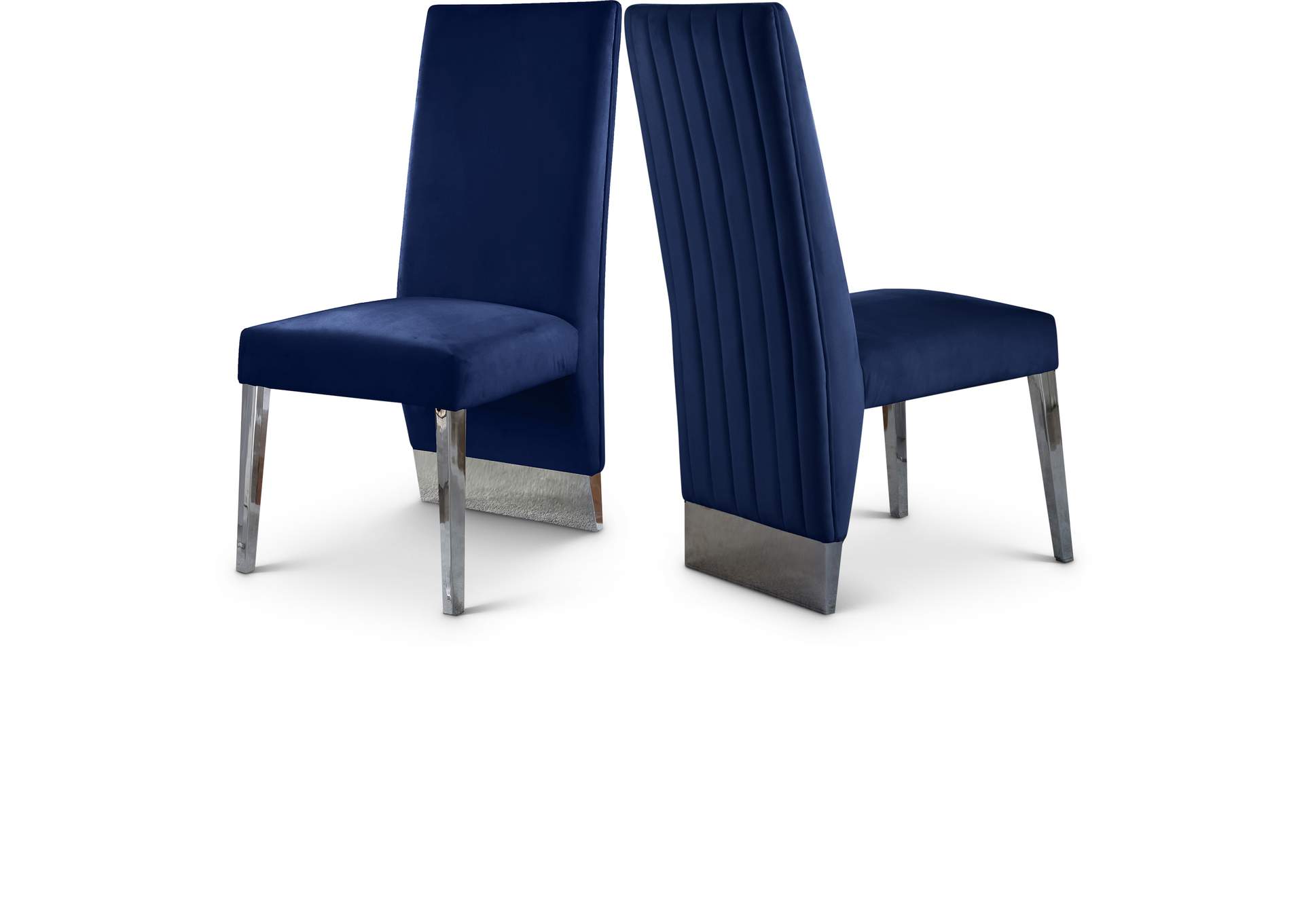 Porsha Navy Velvet Dining Chair Set of 2,Meridian Furniture