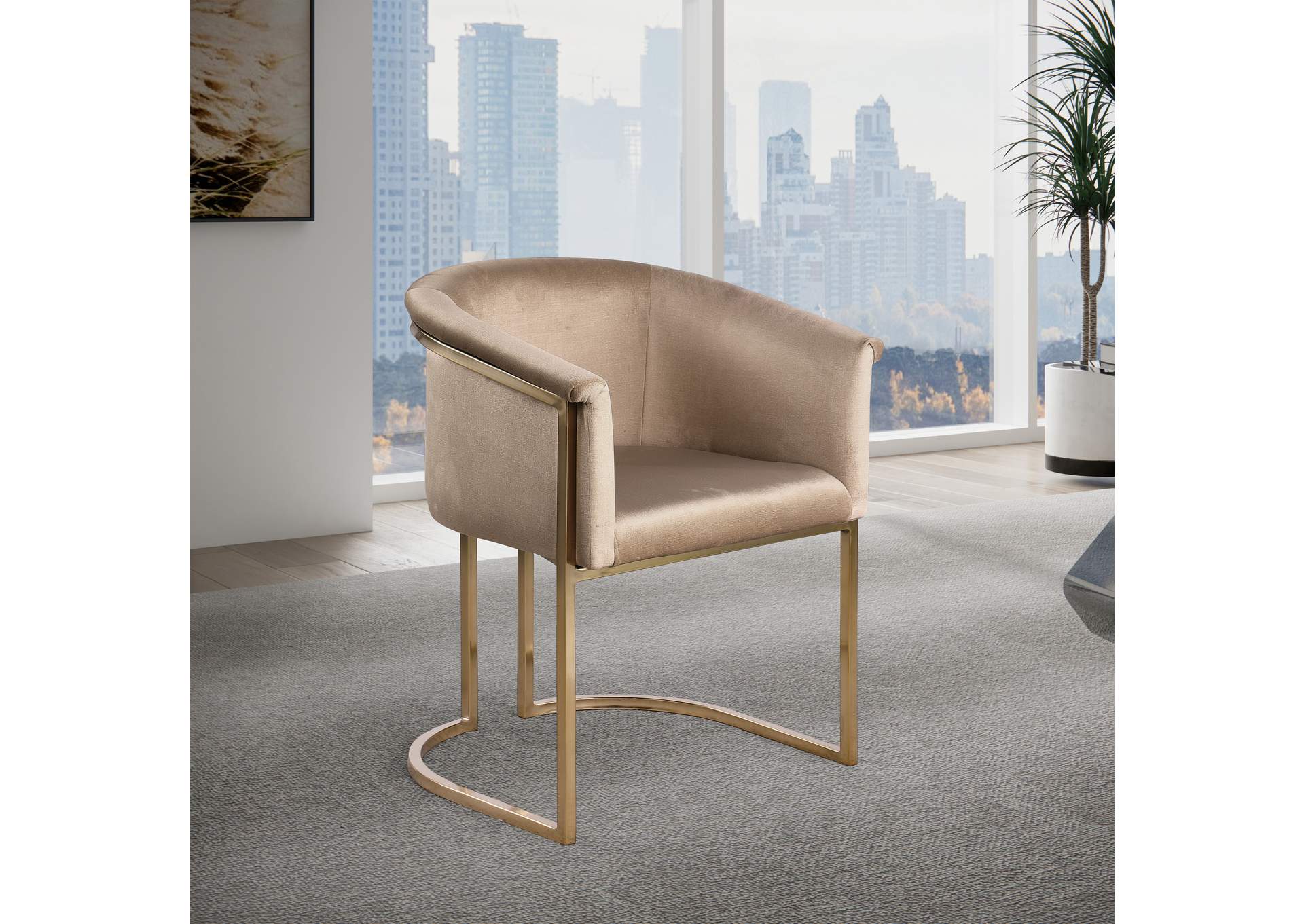 Tierra Beige Velvet Dining Chair,Meridian Furniture