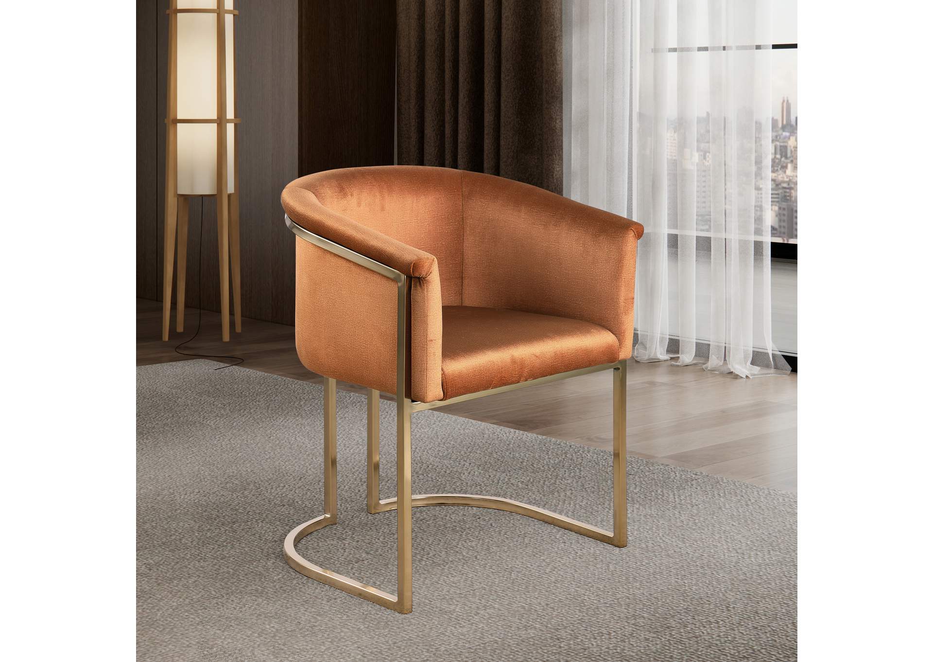 Tierra Cognac Velvet Dining Chair,Meridian Furniture