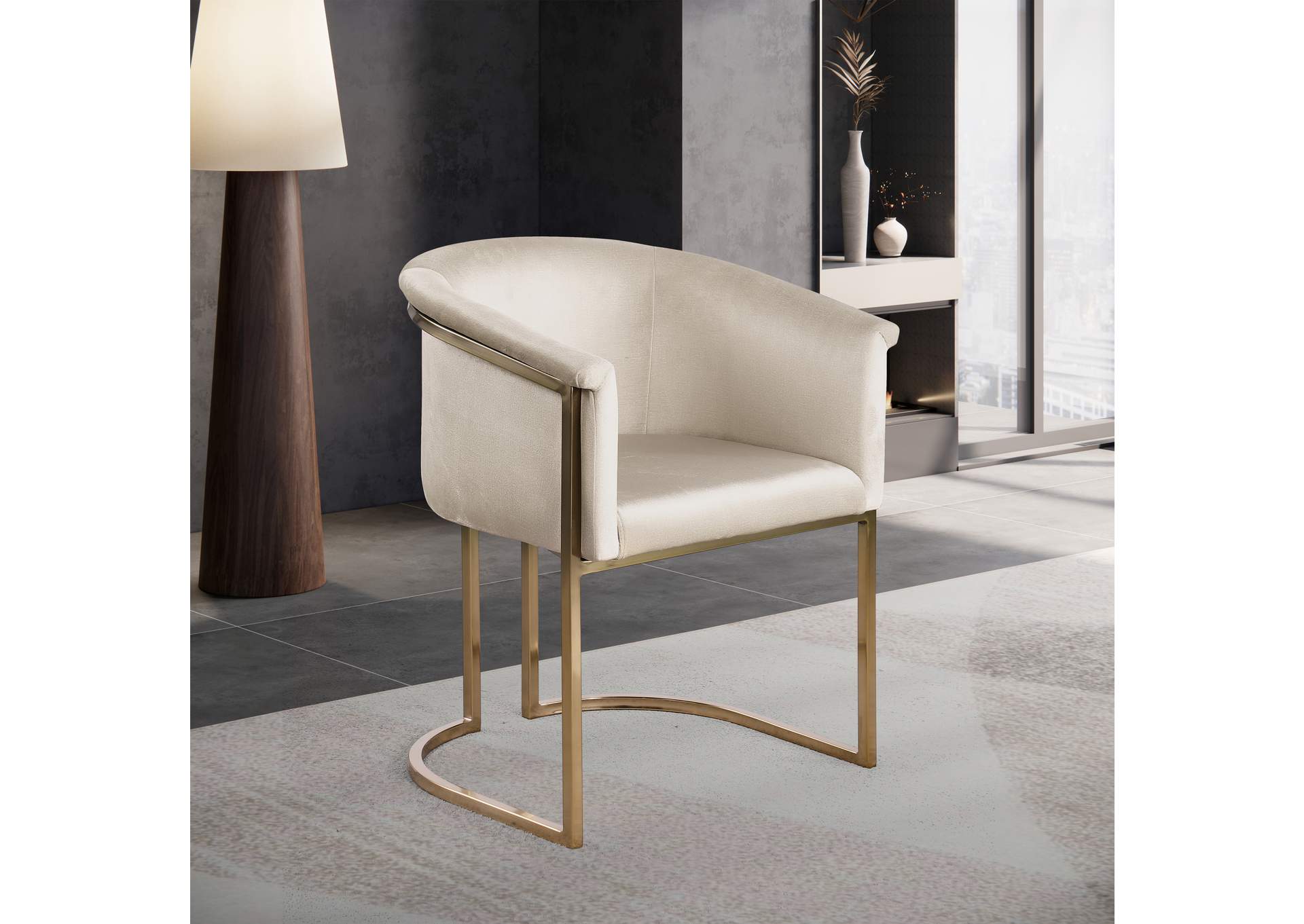 Tierra Cream Velvet Dining Chair,Meridian Furniture