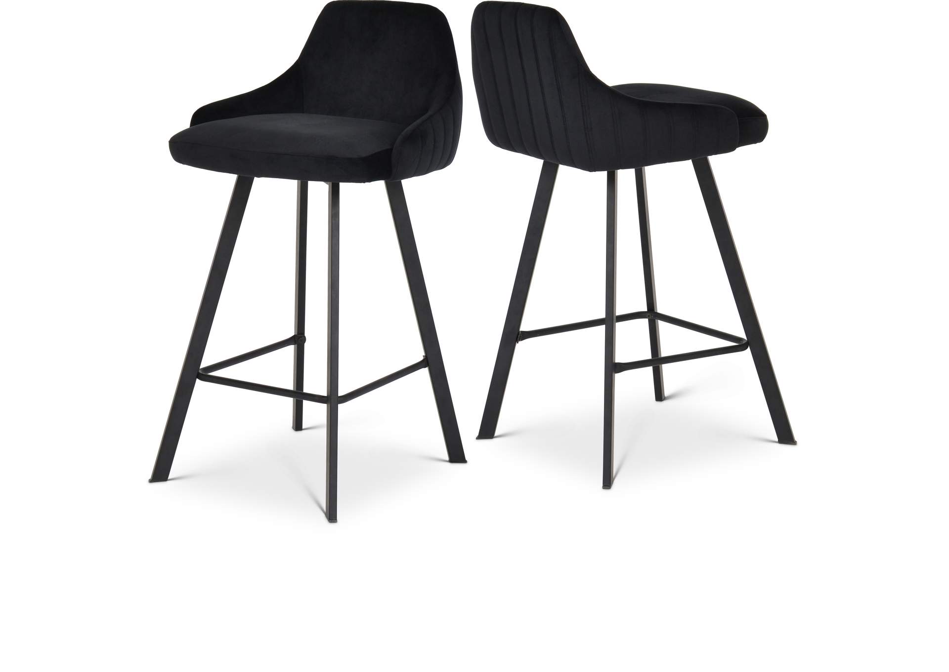 Viviene Black Velvet Stool Set of 2,Meridian Furniture