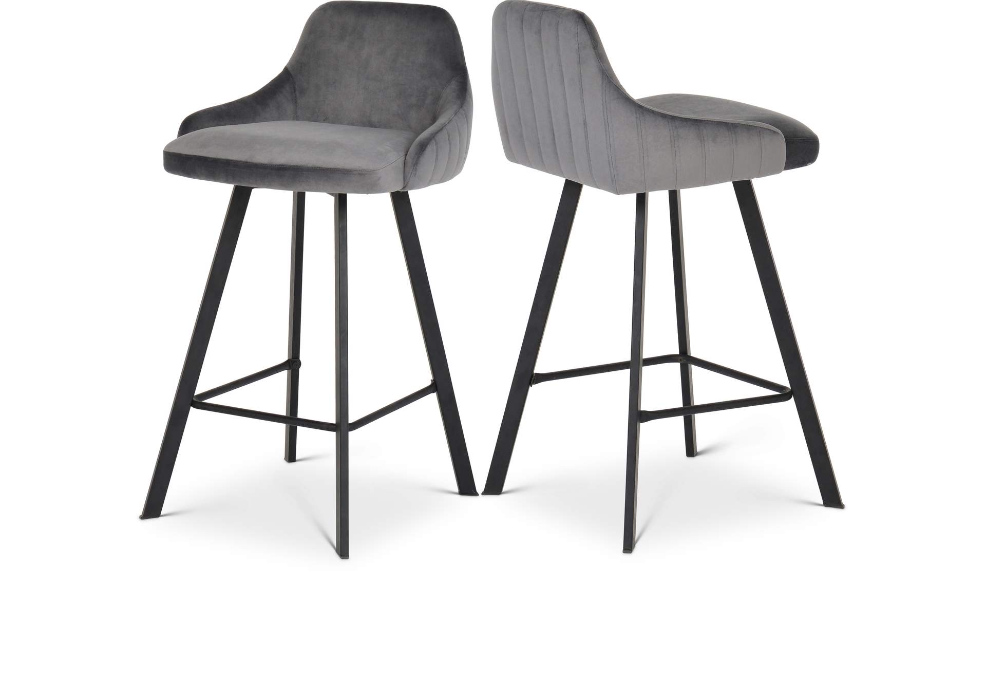 Viviene Grey Velvet Stool Set of 2,Meridian Furniture