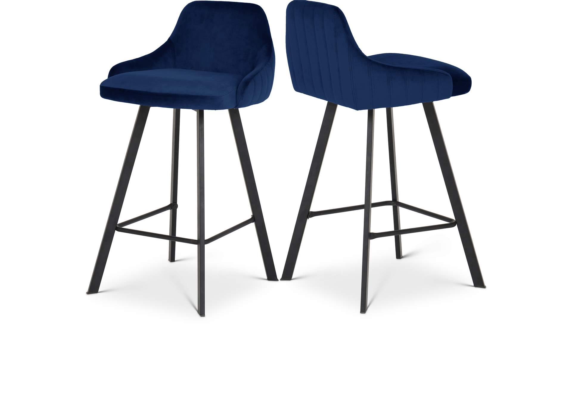 Viviene Navy Velvet Stool Set of 2,Meridian Furniture