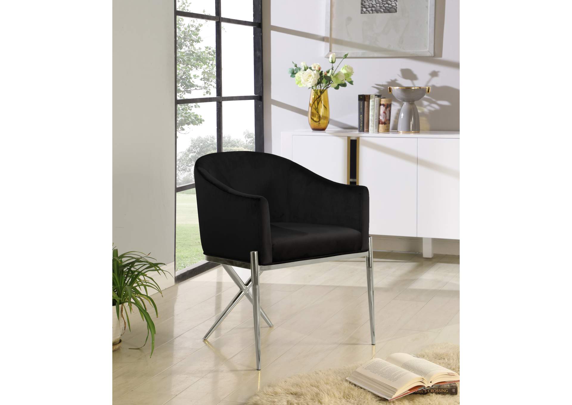 Xavier Black Velvet Dining Chair,Meridian Furniture