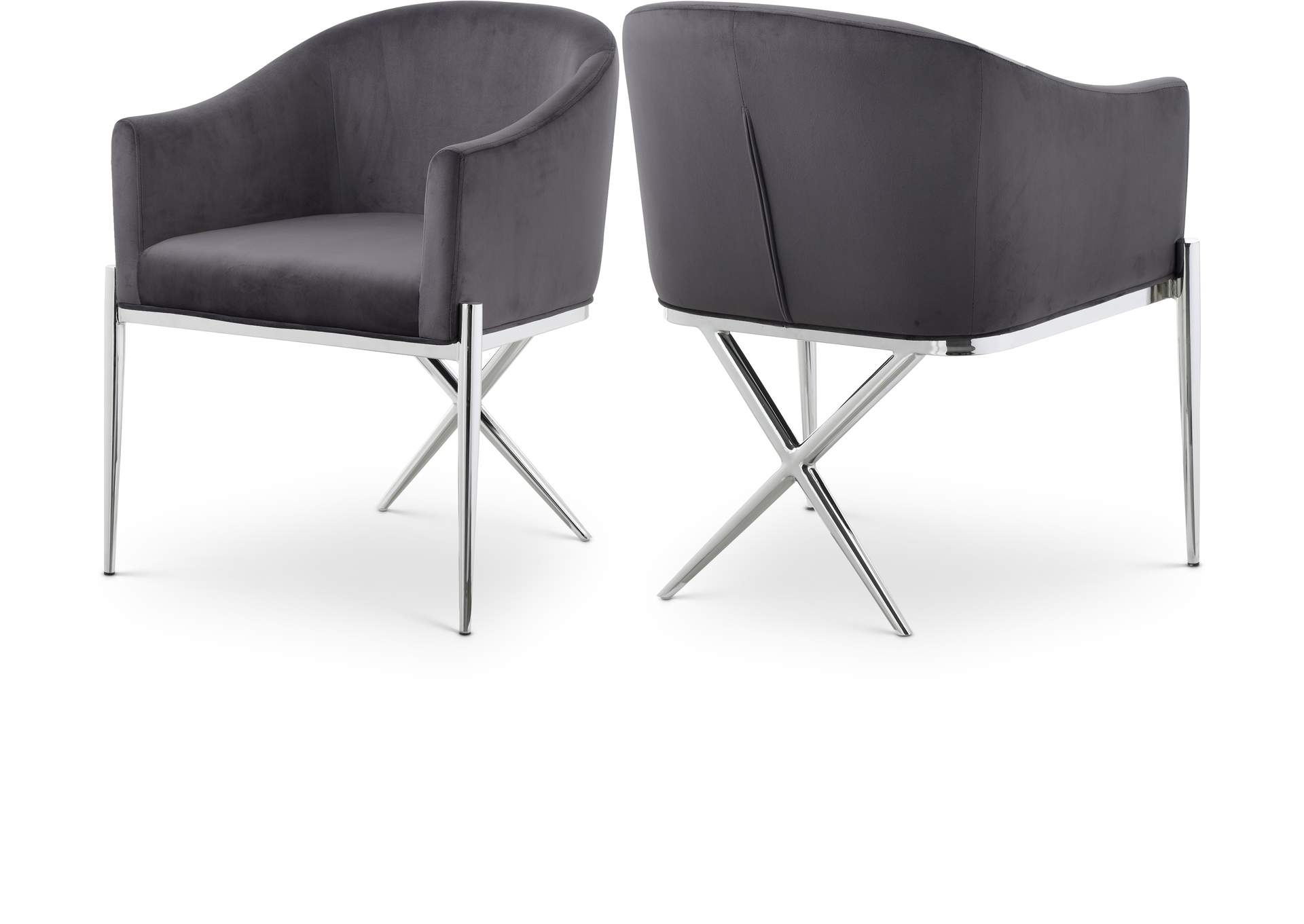 Xavier Grey Velvet Dining Chair,Meridian Furniture