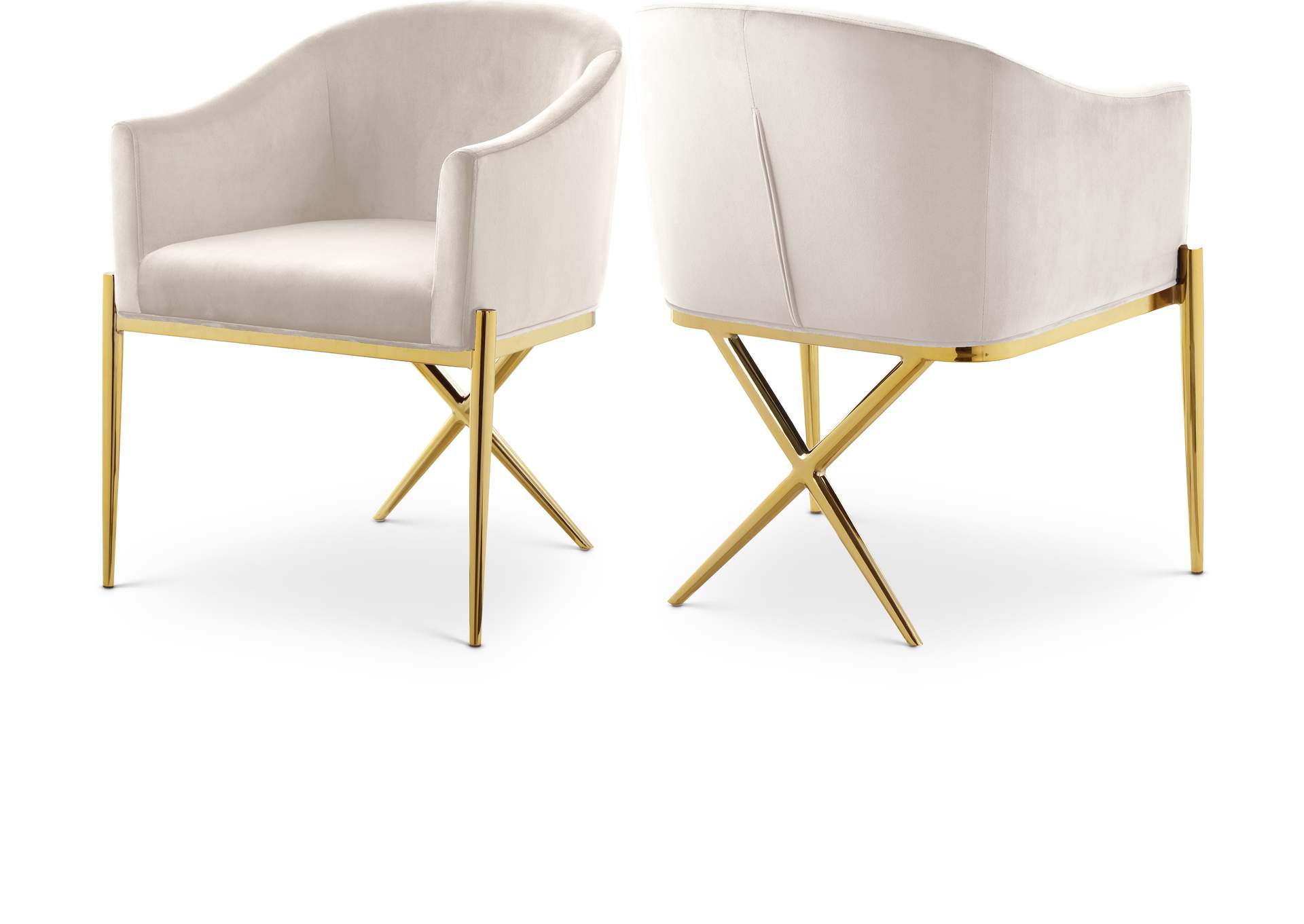 Xavier Cream Velvet Dining Chair,Meridian Furniture