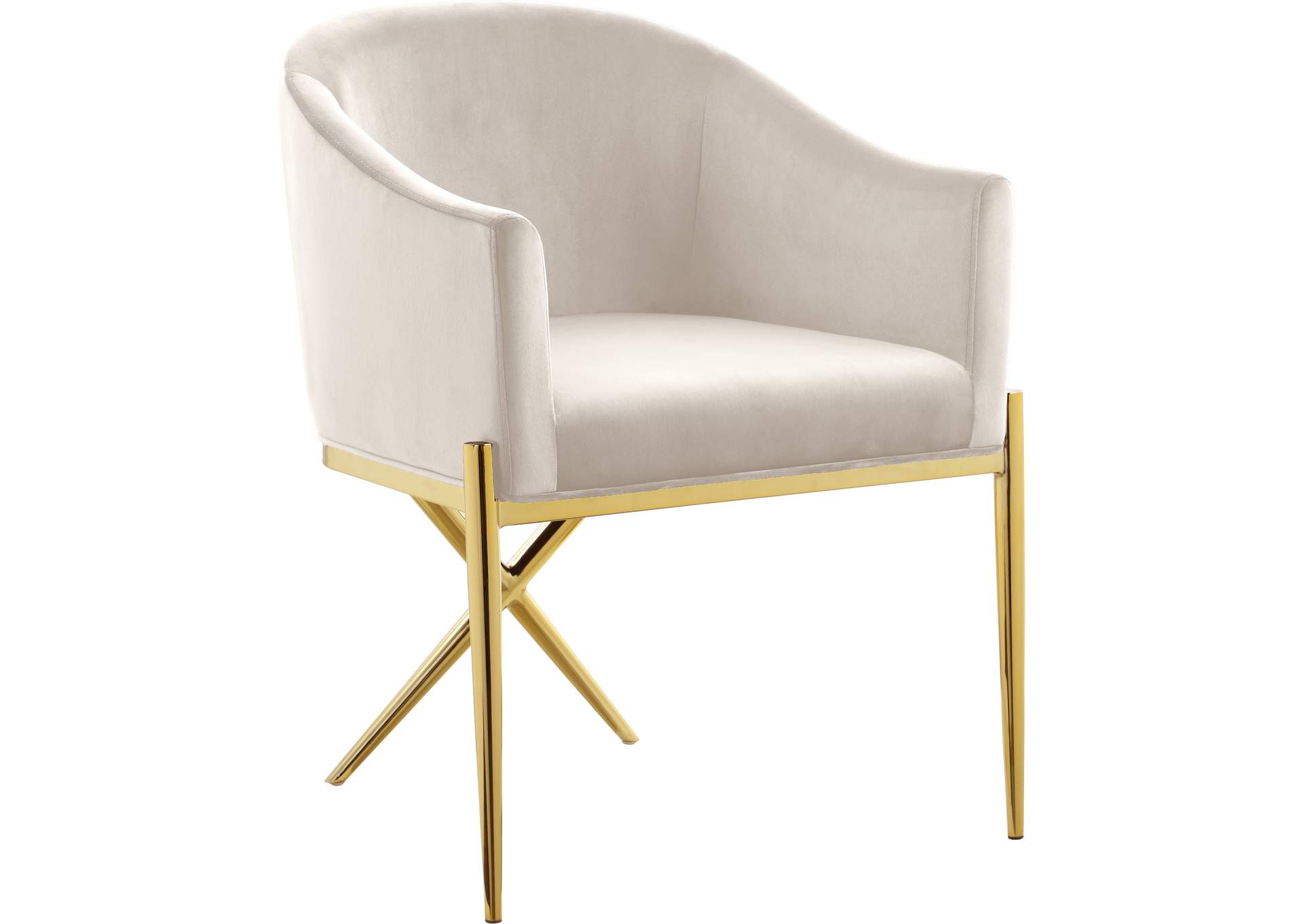 Xavier Cream Velvet Dining Chair,Meridian Furniture