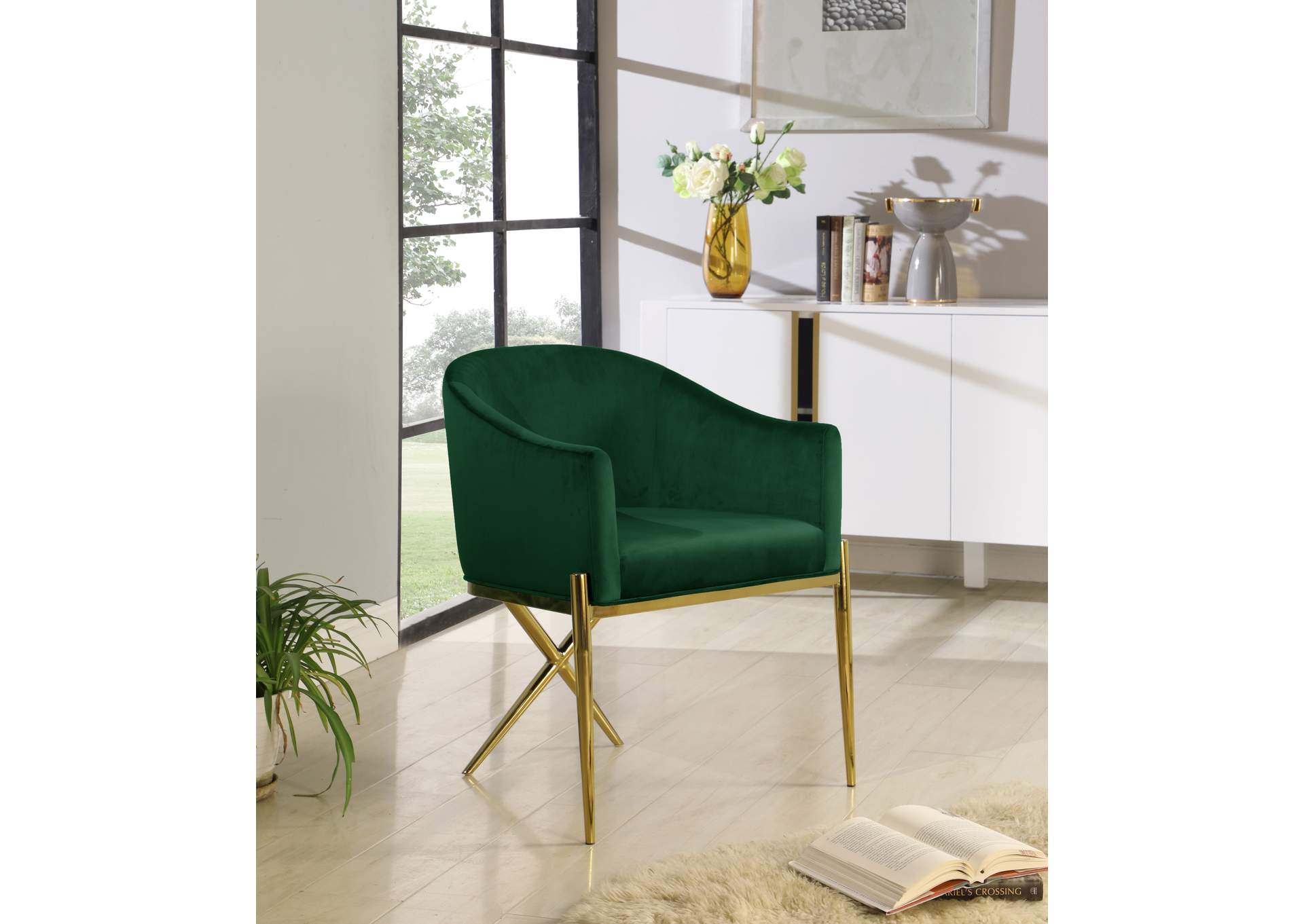 Xavier Green Velvet Dining Chair,Meridian Furniture