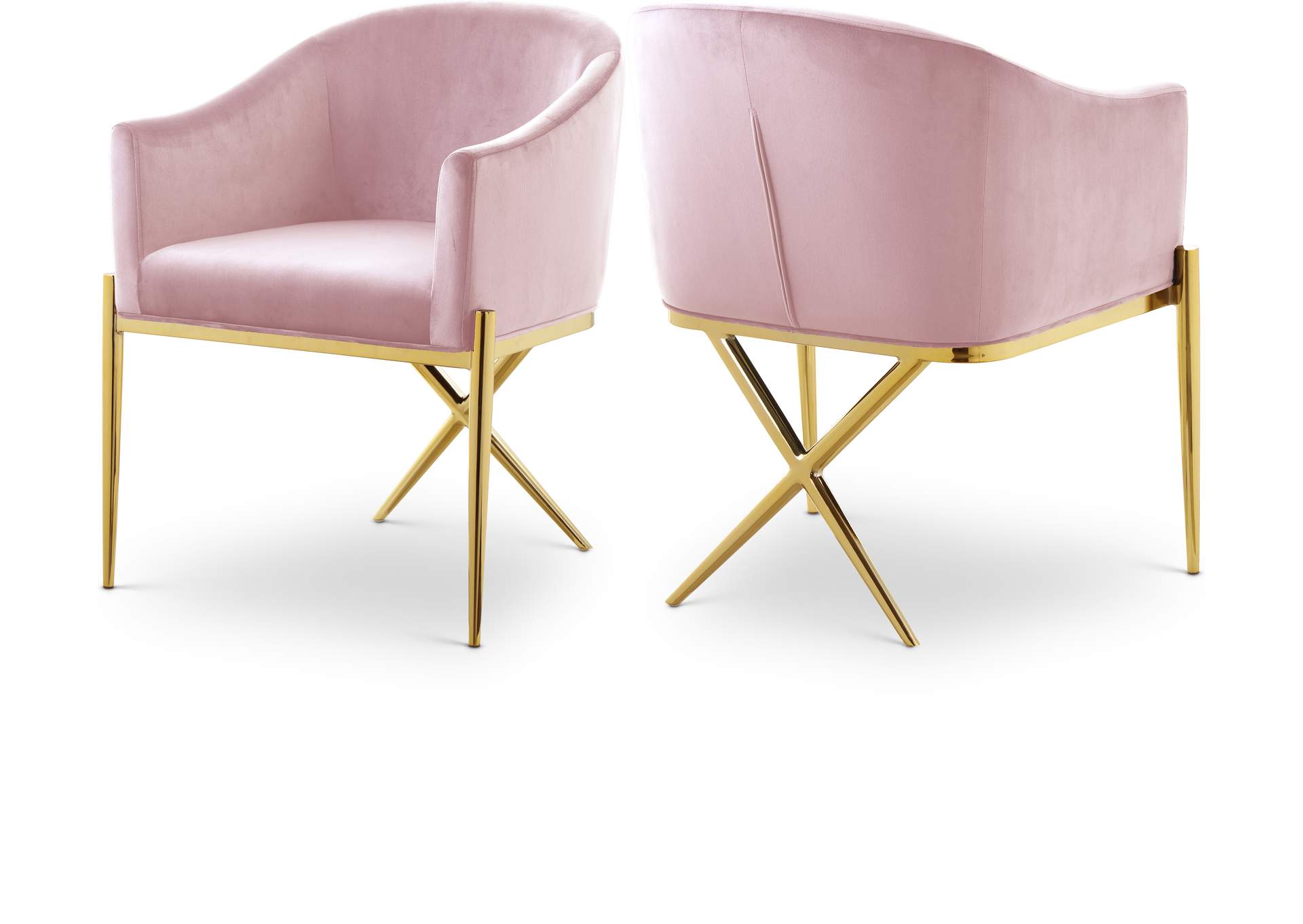 Xavier Pink Velvet Dining Chair,Meridian Furniture