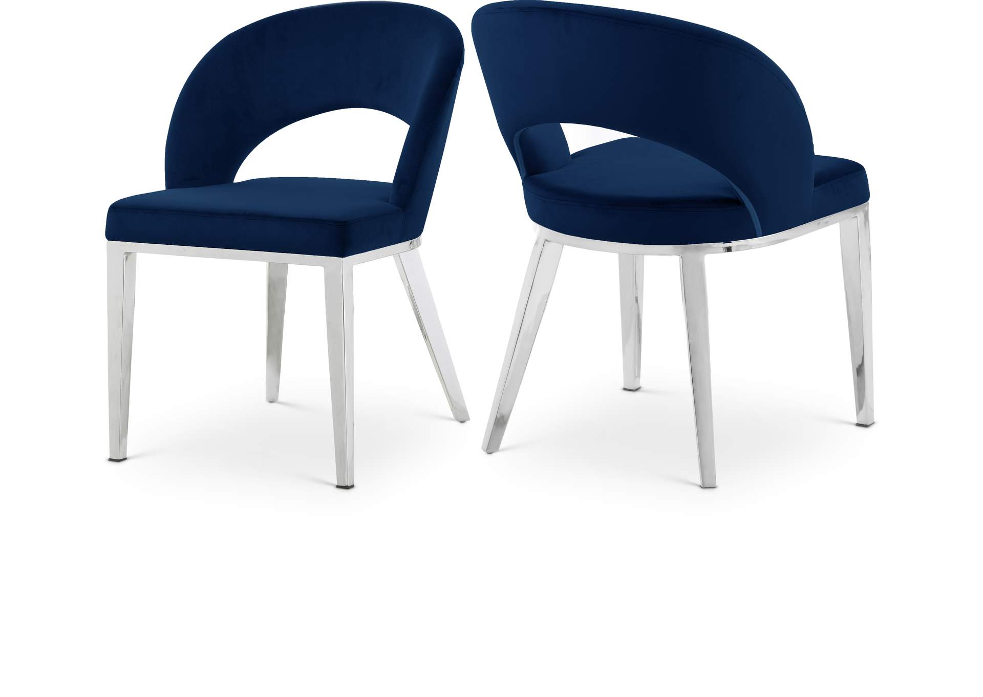 Roberto Navy Velvet Dining Chair,Meridian Furniture