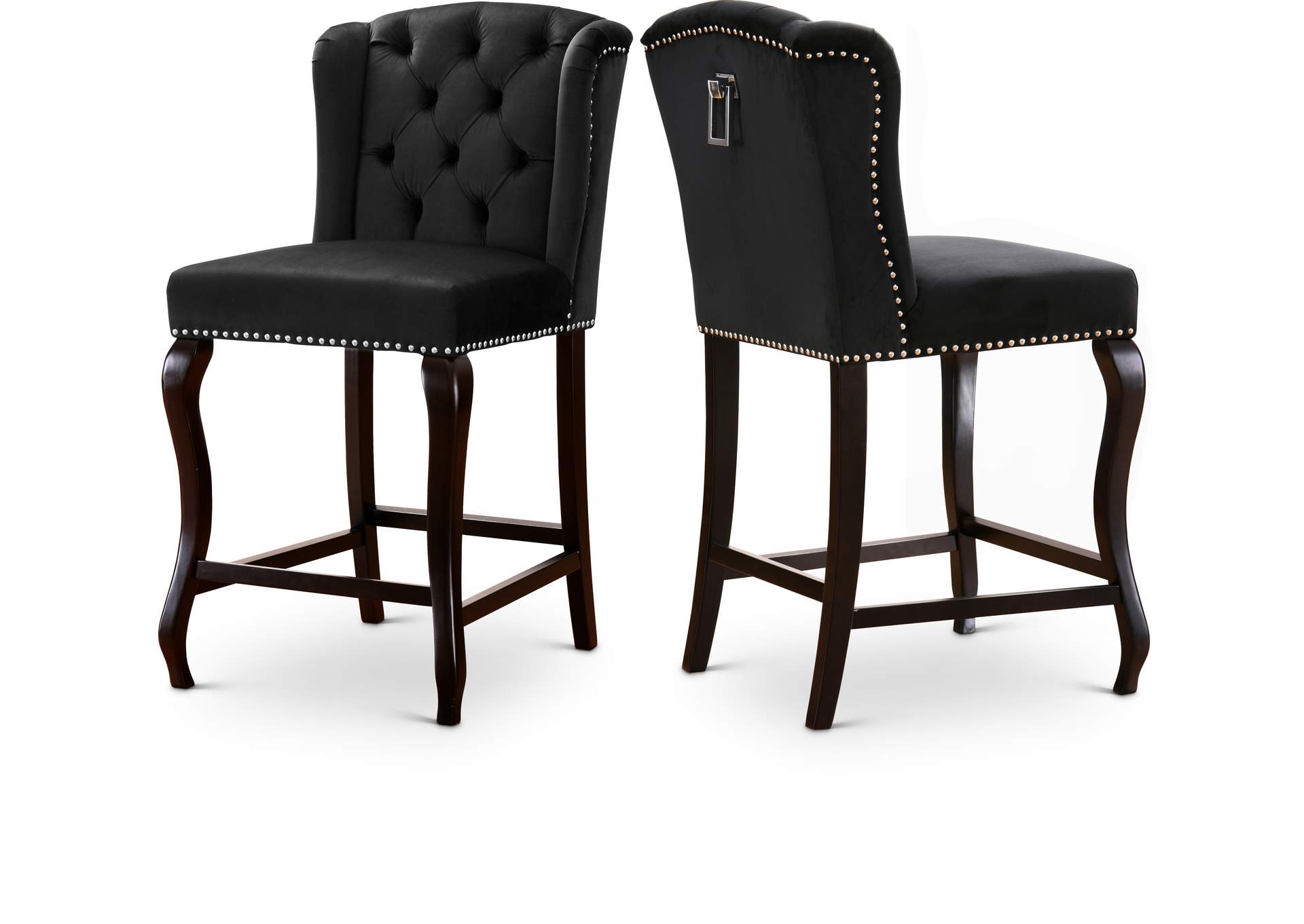 Suri Black Velvet Stool Set of 2,Meridian Furniture