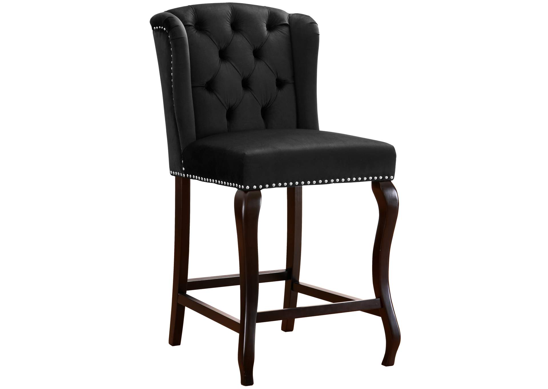 Suri Black Velvet Stool Set of 2,Meridian Furniture