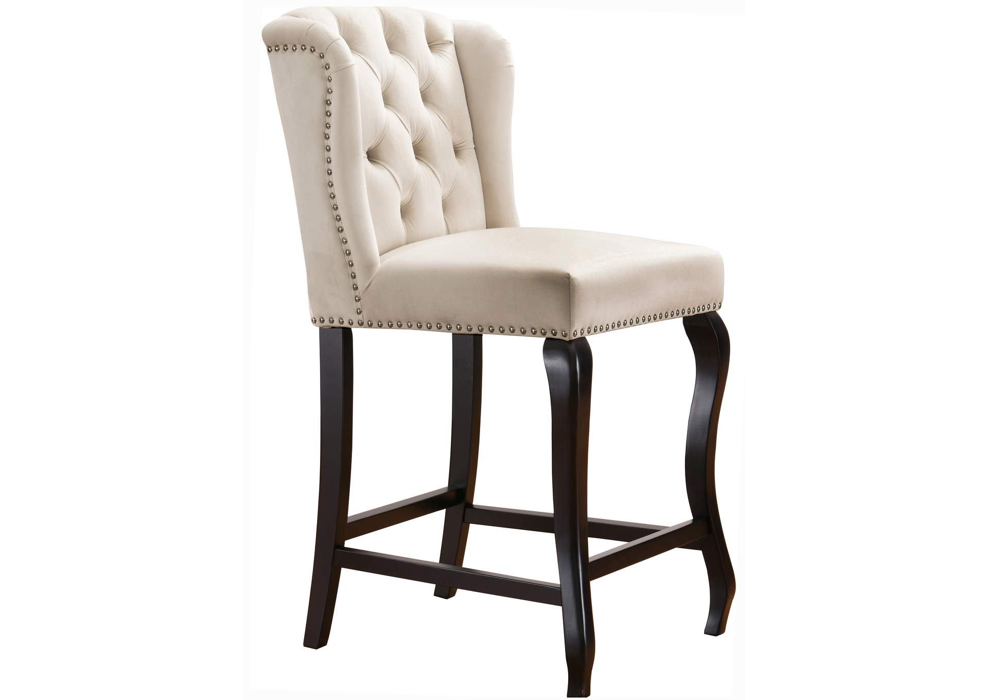 Suri Cream Velvet Stool Set of 2,Meridian Furniture