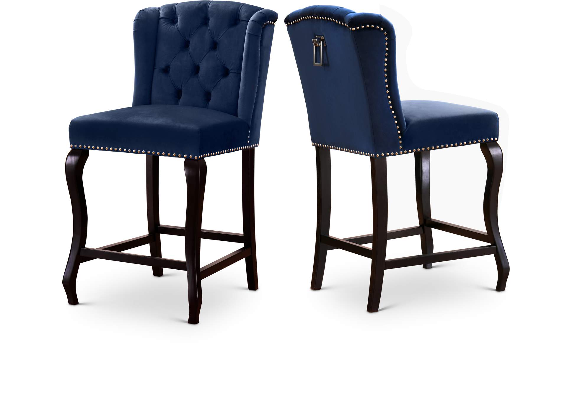 Suri Navy Velvet Stool Set of 2,Meridian Furniture