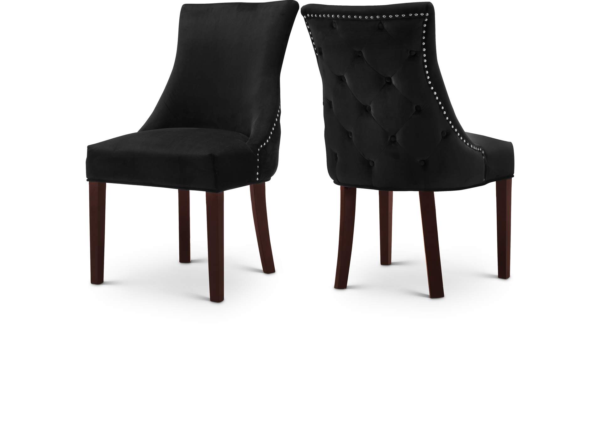 Hannah Black Velvet Dining Chair Set of 2,Meridian Furniture