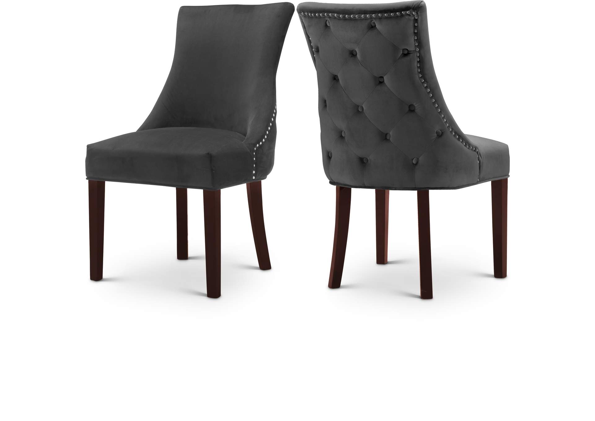 Hannah Grey Velvet Dining Chair Set of 2,Meridian Furniture