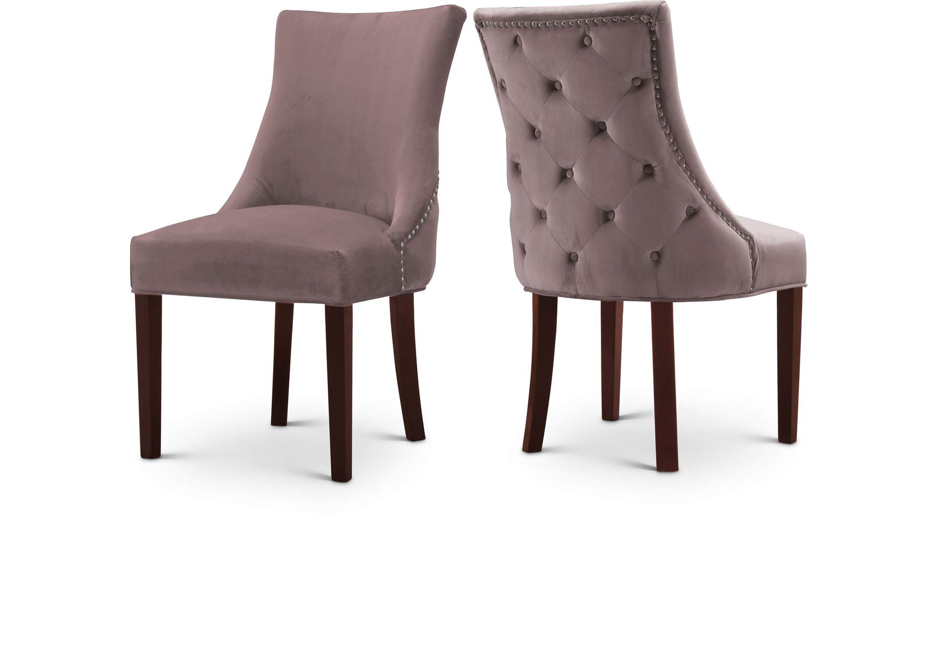 Hannah Pink Velvet Dining Chair Set of 2,Meridian Furniture