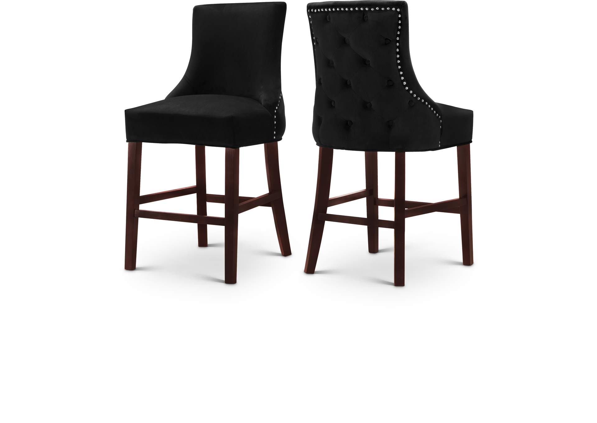 Hannah Black Velvet Stool Set of 2,Meridian Furniture