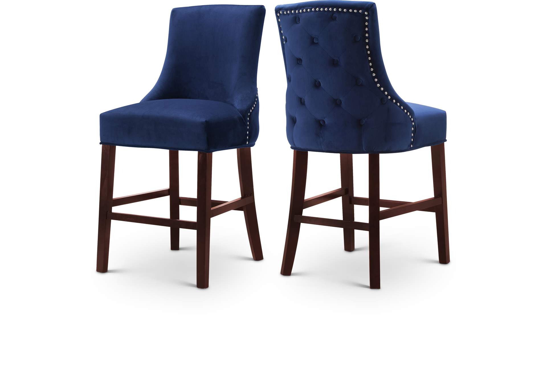 Hannah Navy Velvet Stool Set of 2,Meridian Furniture