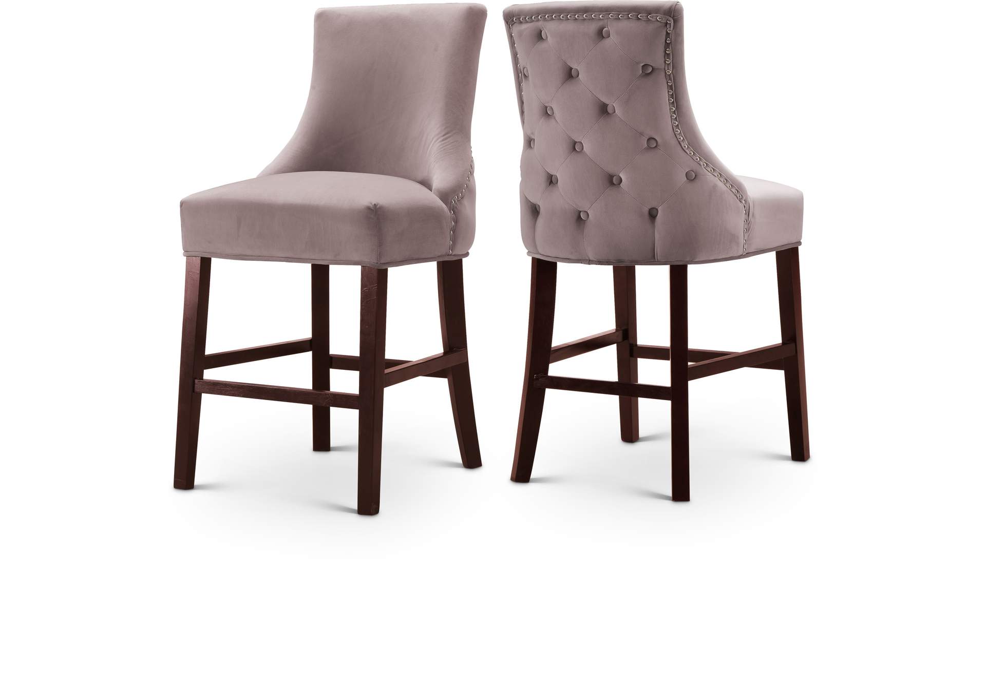 Hannah Pink Velvet Stool Set of 2,Meridian Furniture