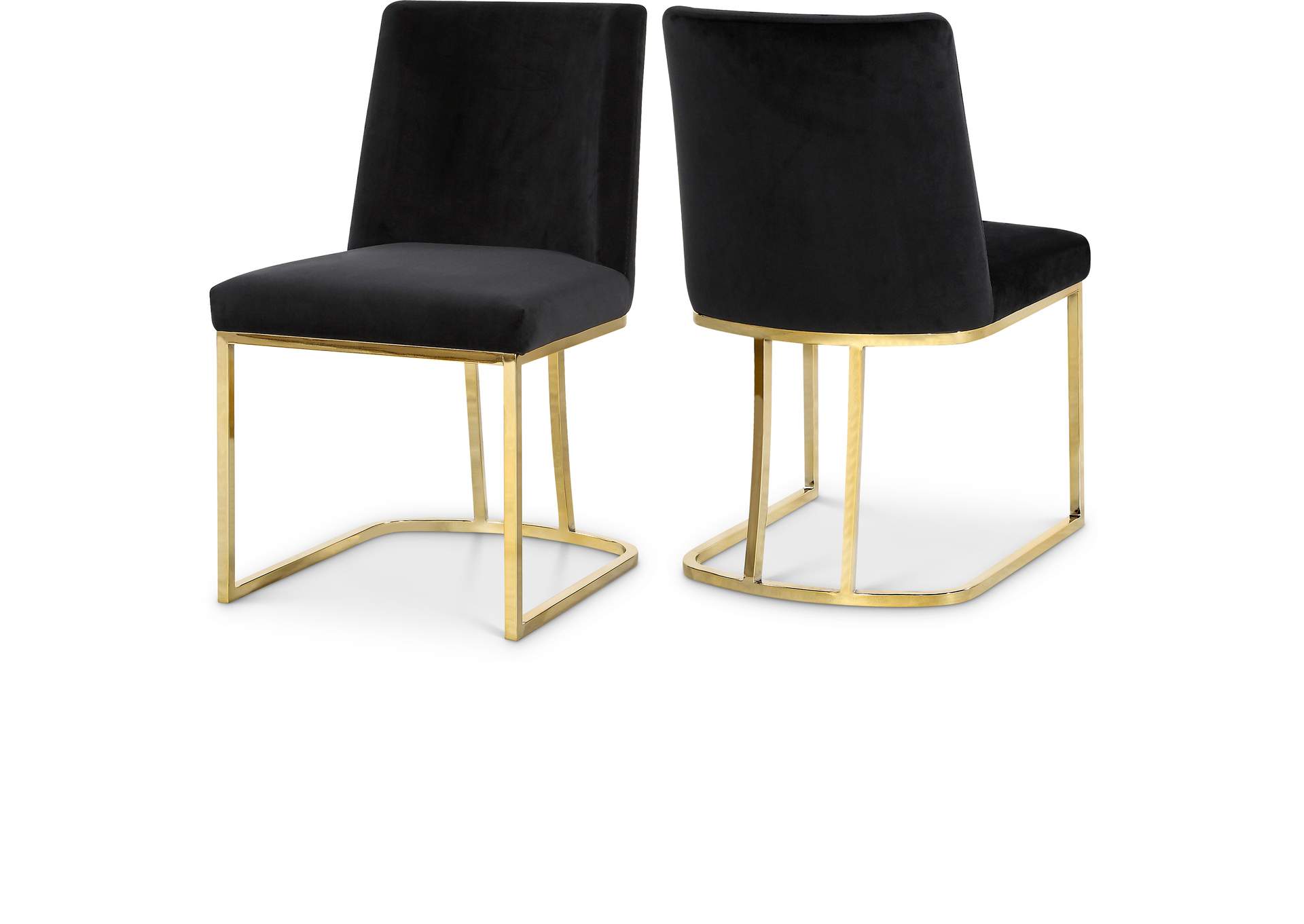 Heidi Black Velvet Dining Chair Set of 2,Meridian Furniture