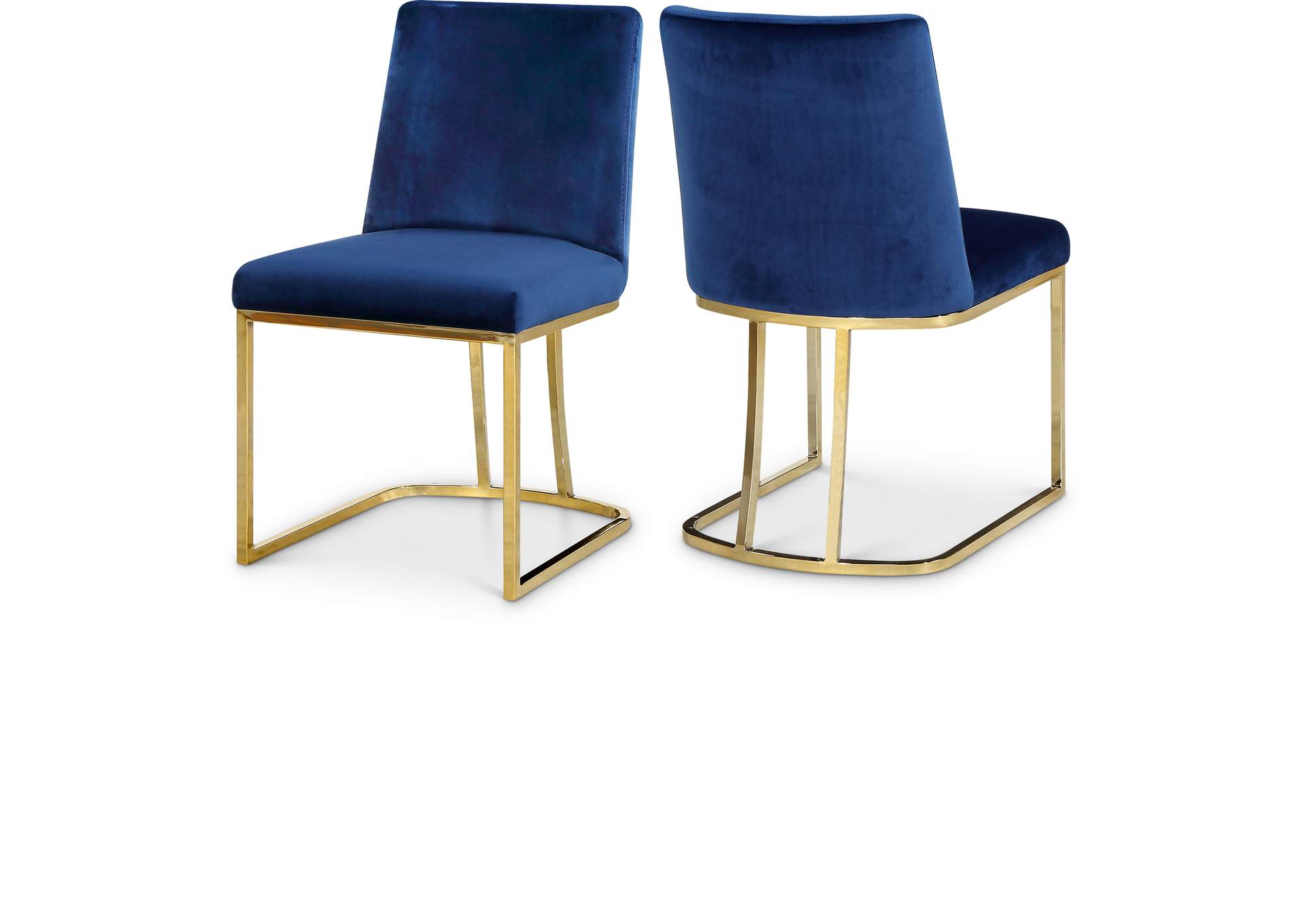 Heidi Navy Velvet Dining Chair Set of 2,Meridian Furniture